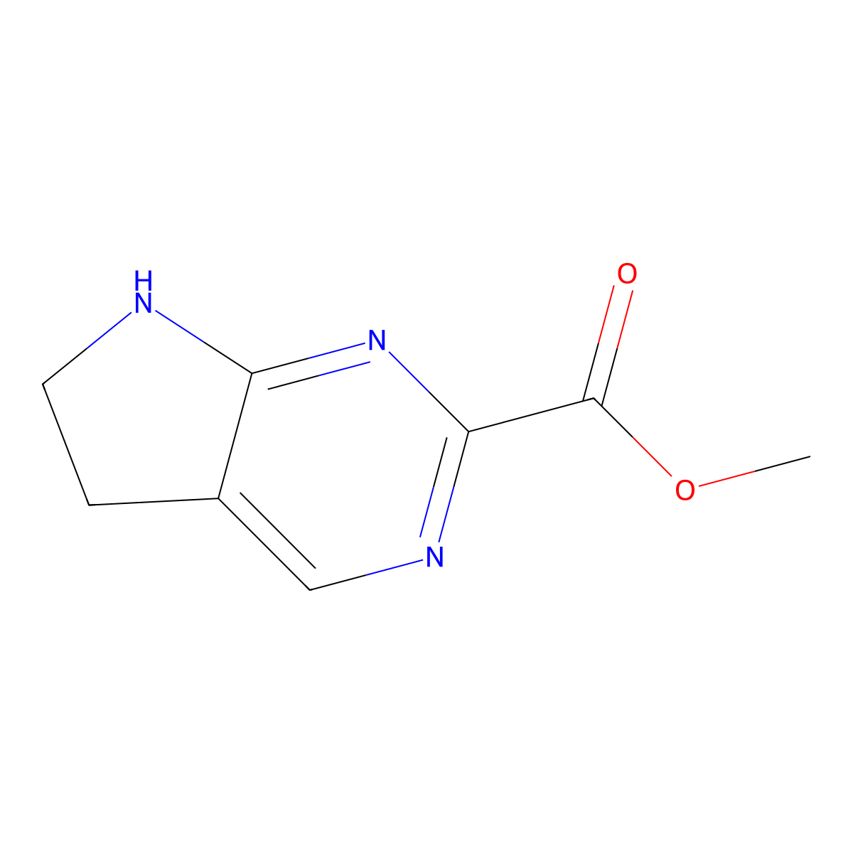 Methyl 6,7-Dihydro-5H-pyrrolo[2,3-d]pyrimidine-2-carboxylate molecular structure, CAS 1824438-85-8