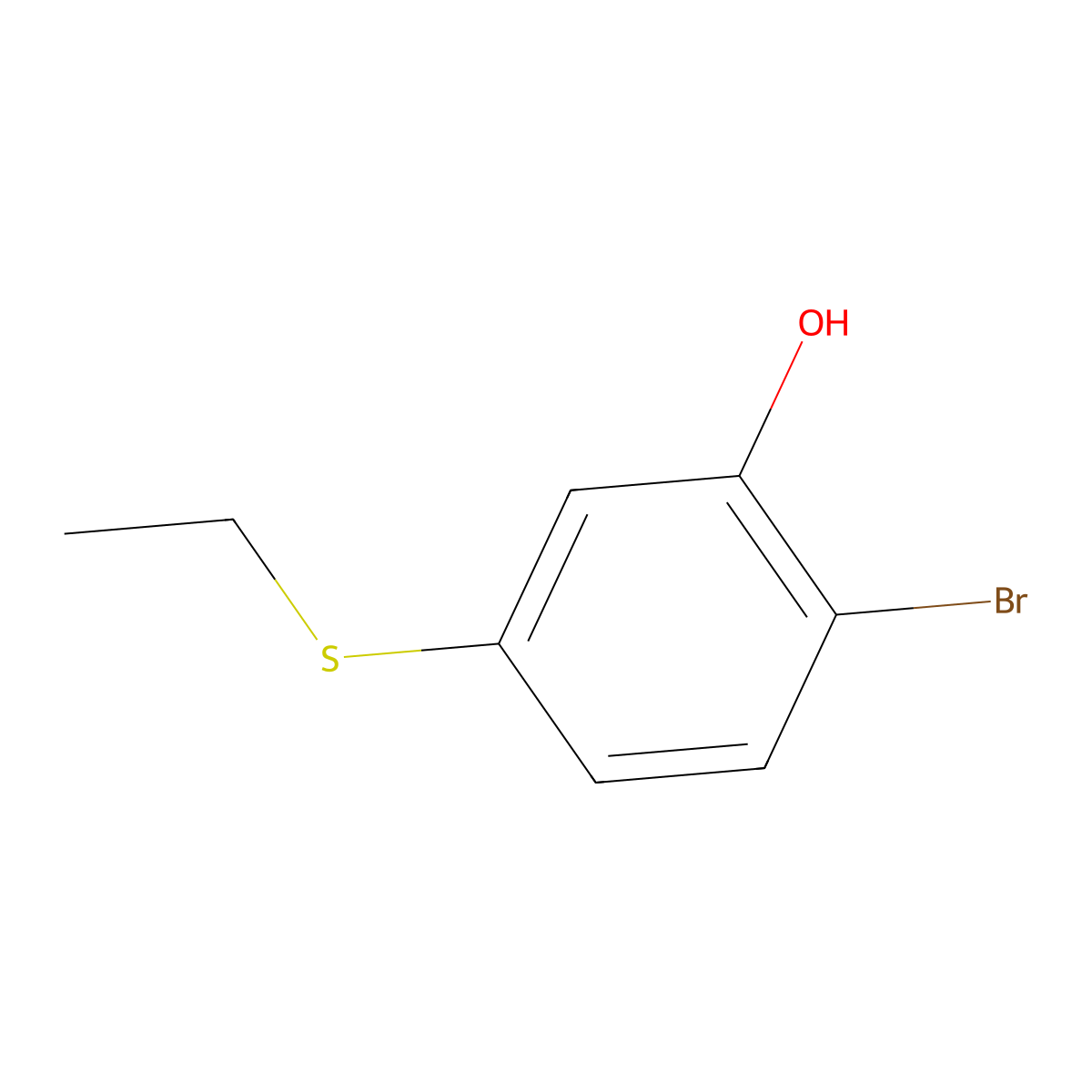 2-Bromo-5-(ethylthio)phenol molecular structure, CAS 1824439-28-2