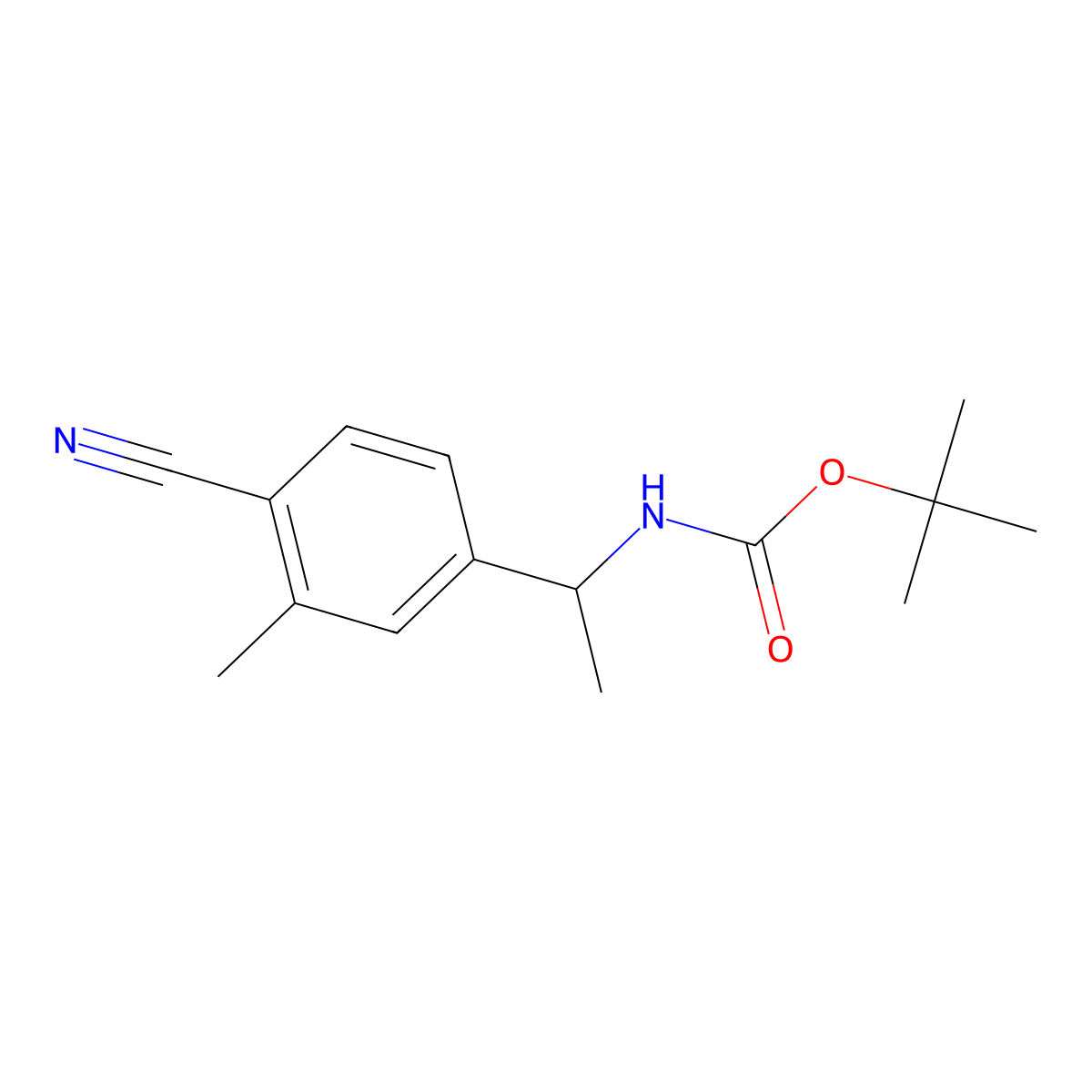 tert-butyl N-[1-(4-cyano-3-methylphenyl)ethyl]carbamate molecular structure, CAS 1824440-97-2