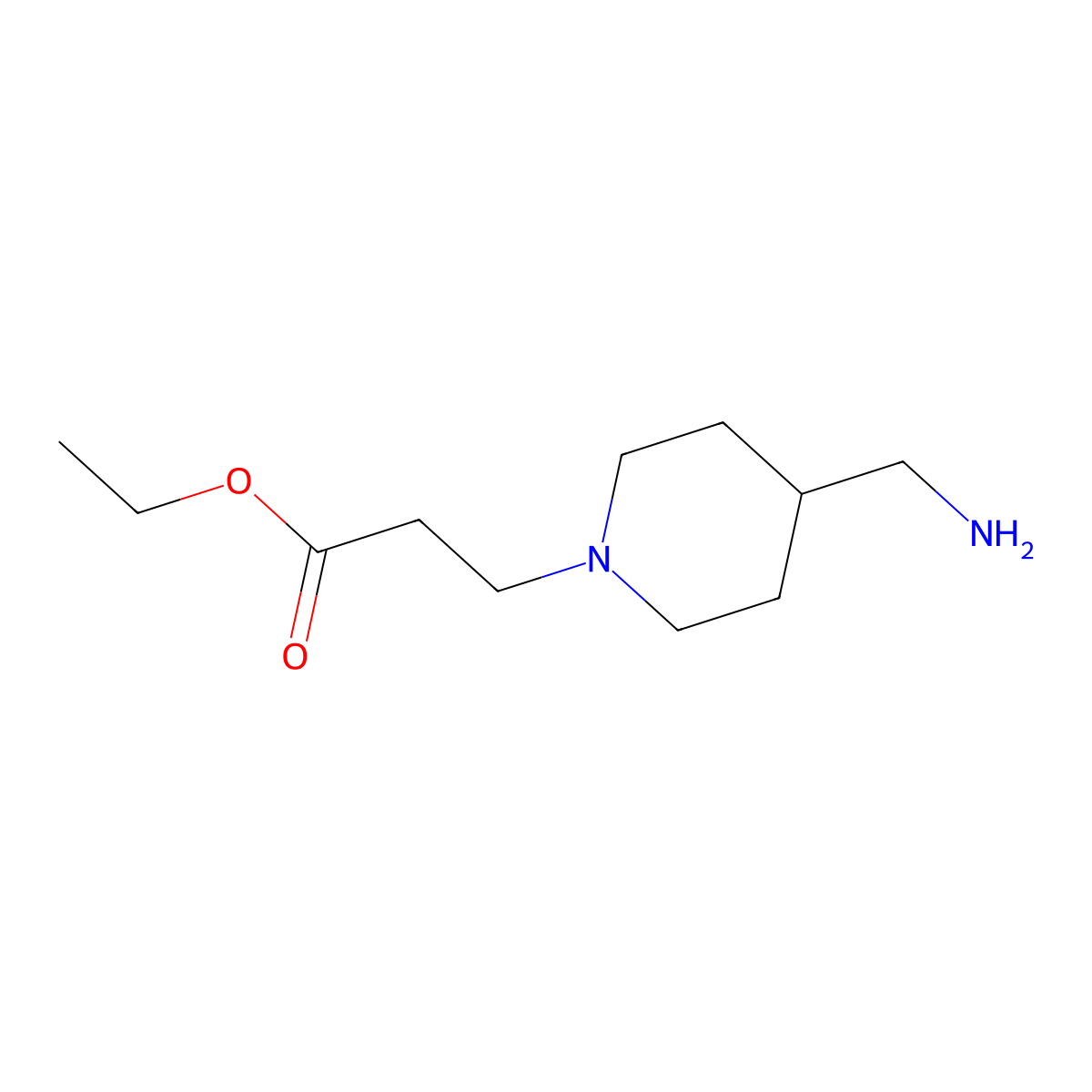 Ethyl 3-[4-(aminomethyl)piperidin-1-yl]propanoate molecular structure, CAS 1824446-03-8