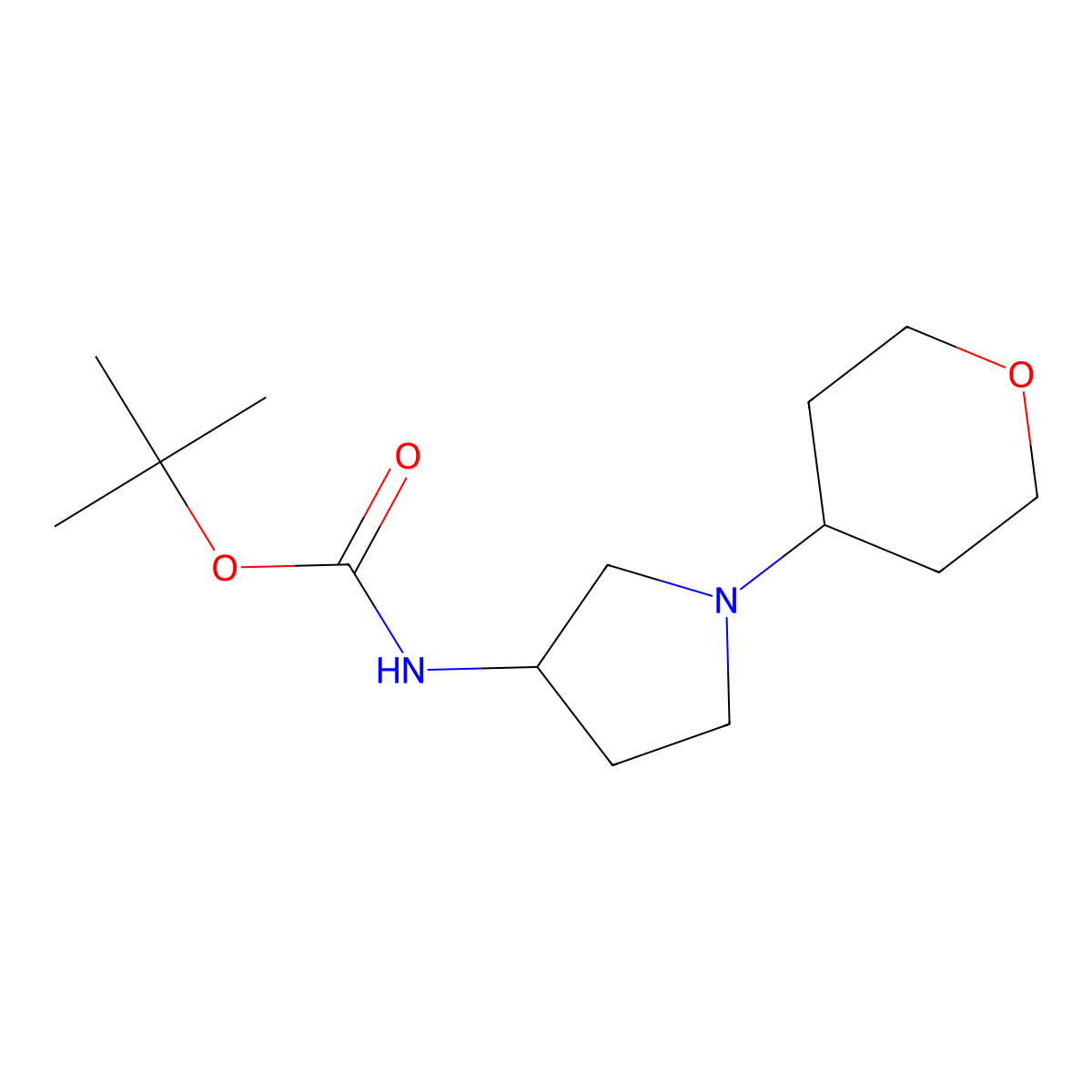 tert-butyl N-[1-(oxan-4-yl)pyrrolidin-3-yl]carbamate molecular structure, CAS 1824447-93-9