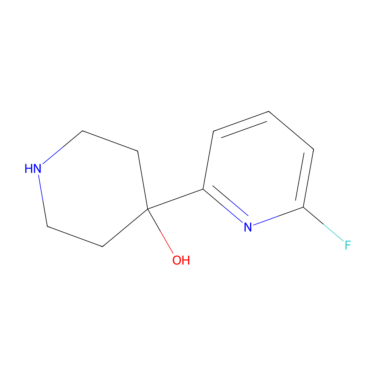 4-(6-Fluoropyridin-2-yl)piperidin-4-ol molecular structure, CAS 1824454-45-6