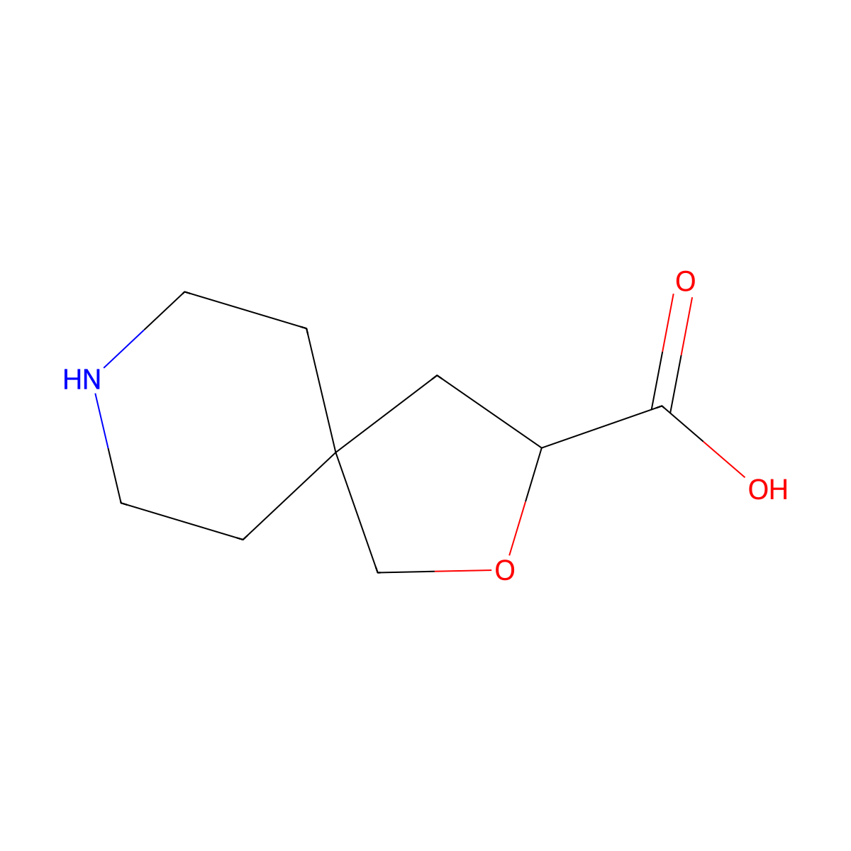 2-Oxa-8-azaspiro[4.5]decane-3-carboxylic acid molecular structure, CAS 1824460-12-9