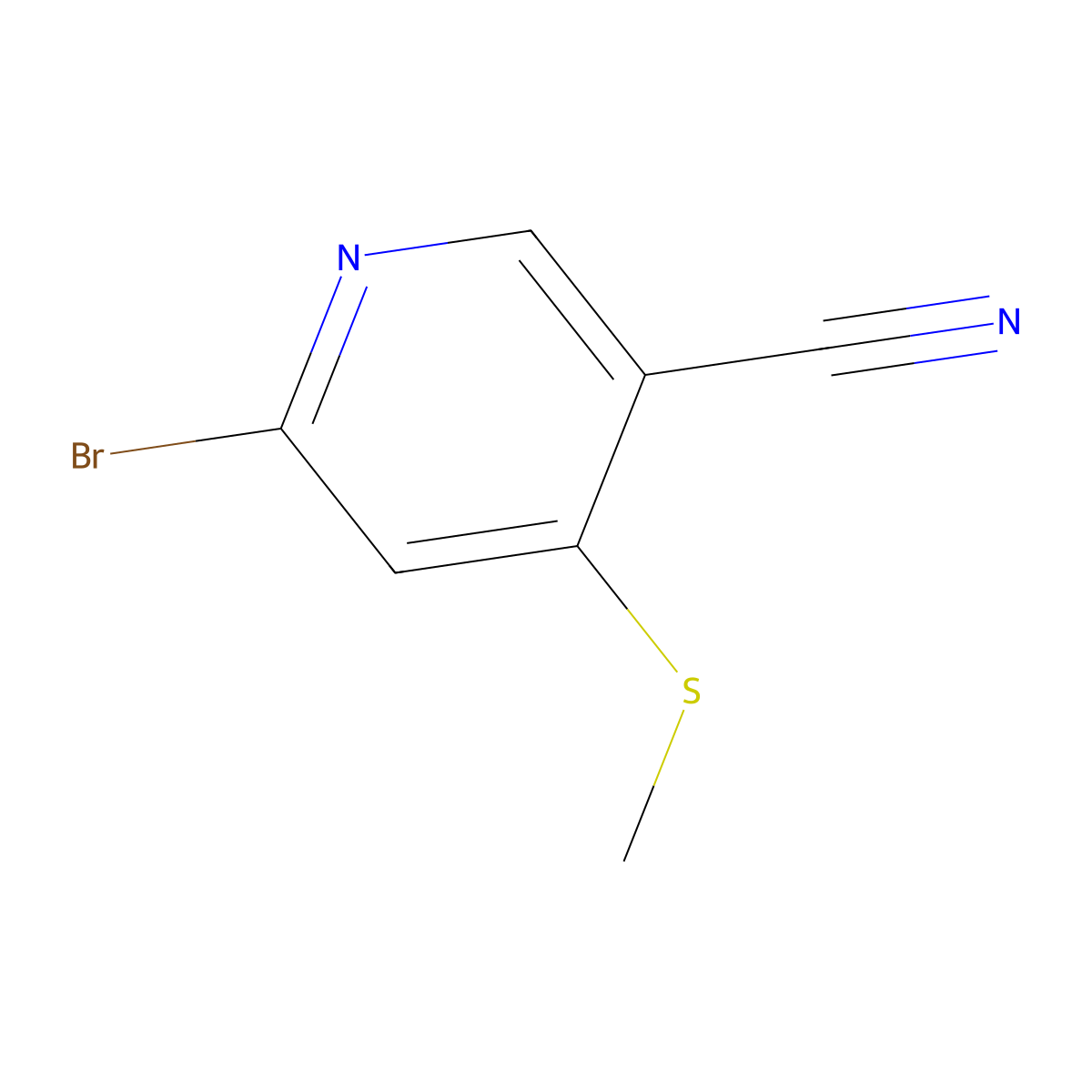 6-Bromo-4-(methylthio)nicotinonitrile molecular structure, CAS 1824460-49-2