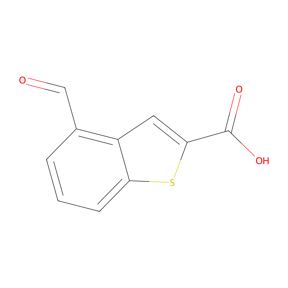 4-Formyl-1-benzothiophene-2-carboxylic acid molecular structure, CAS 1824464-67-6