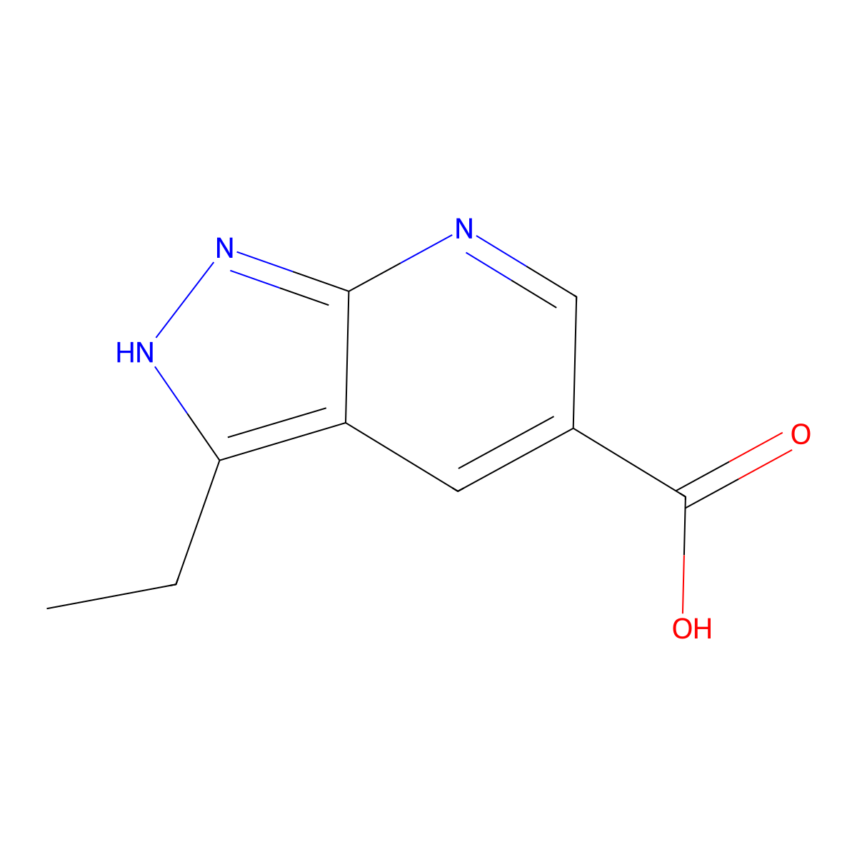 3-ethyl-1H-pyrazolo[3,4-b]pyridine-5-carboxylic acid molecular structure, CAS 1824467-11-9