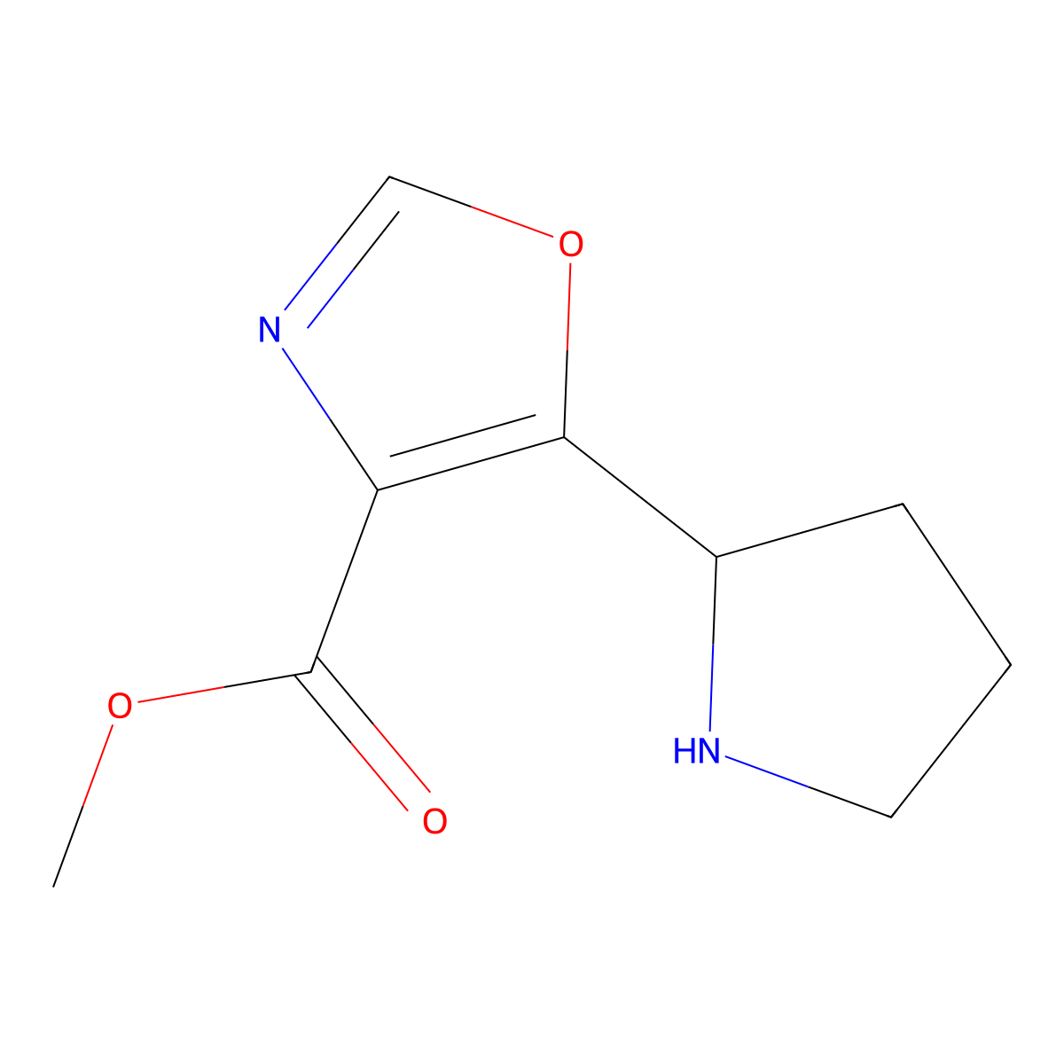 Methyl 5-(pyrrolidin-2-yl)-1,3-oxazole-4-carboxylate molecular structure, CAS 1824467-80-2