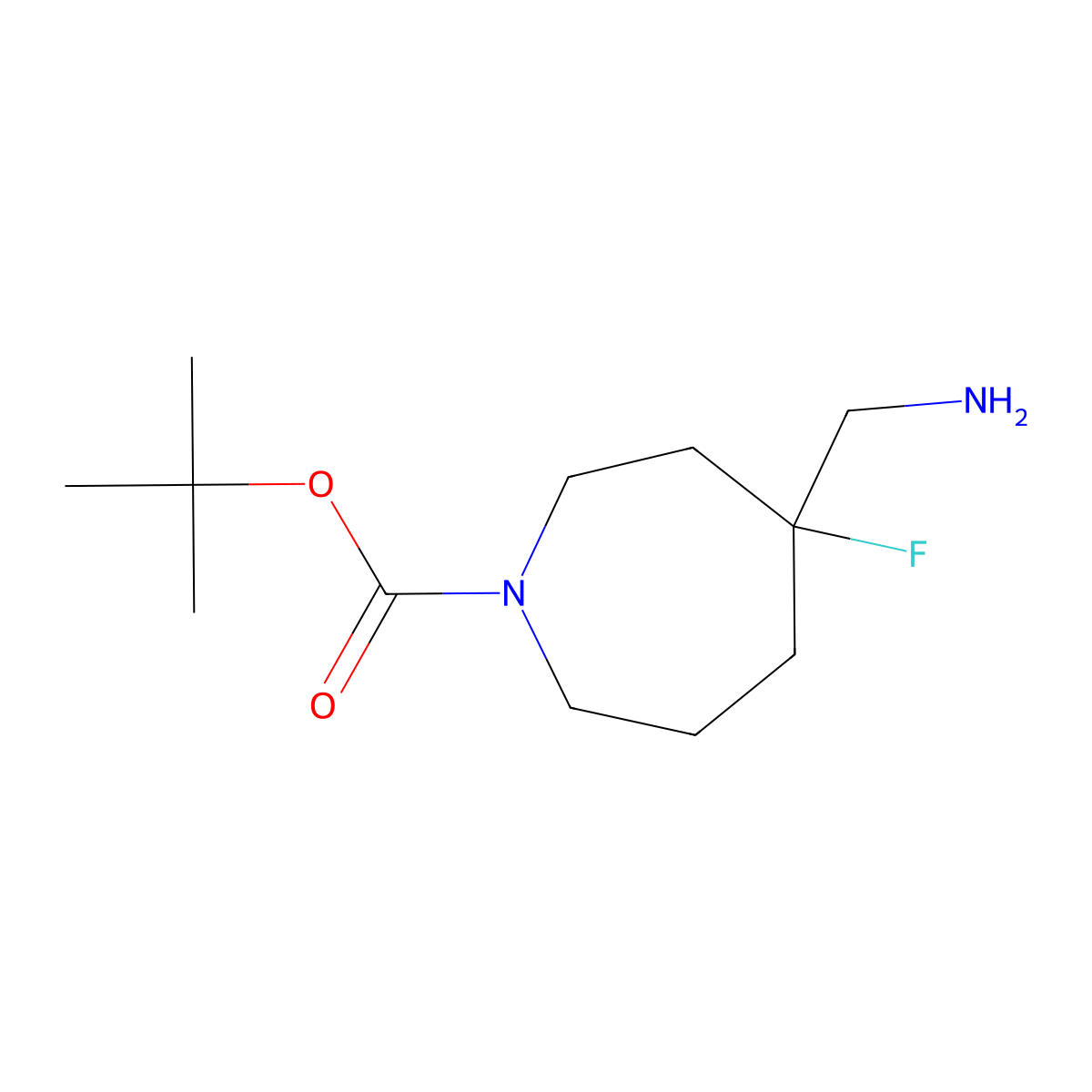 Tert-butyl 4-(aminomethyl)-4-fluoroazepane-1-carboxylate molecular structure, CAS 1824467-83-5