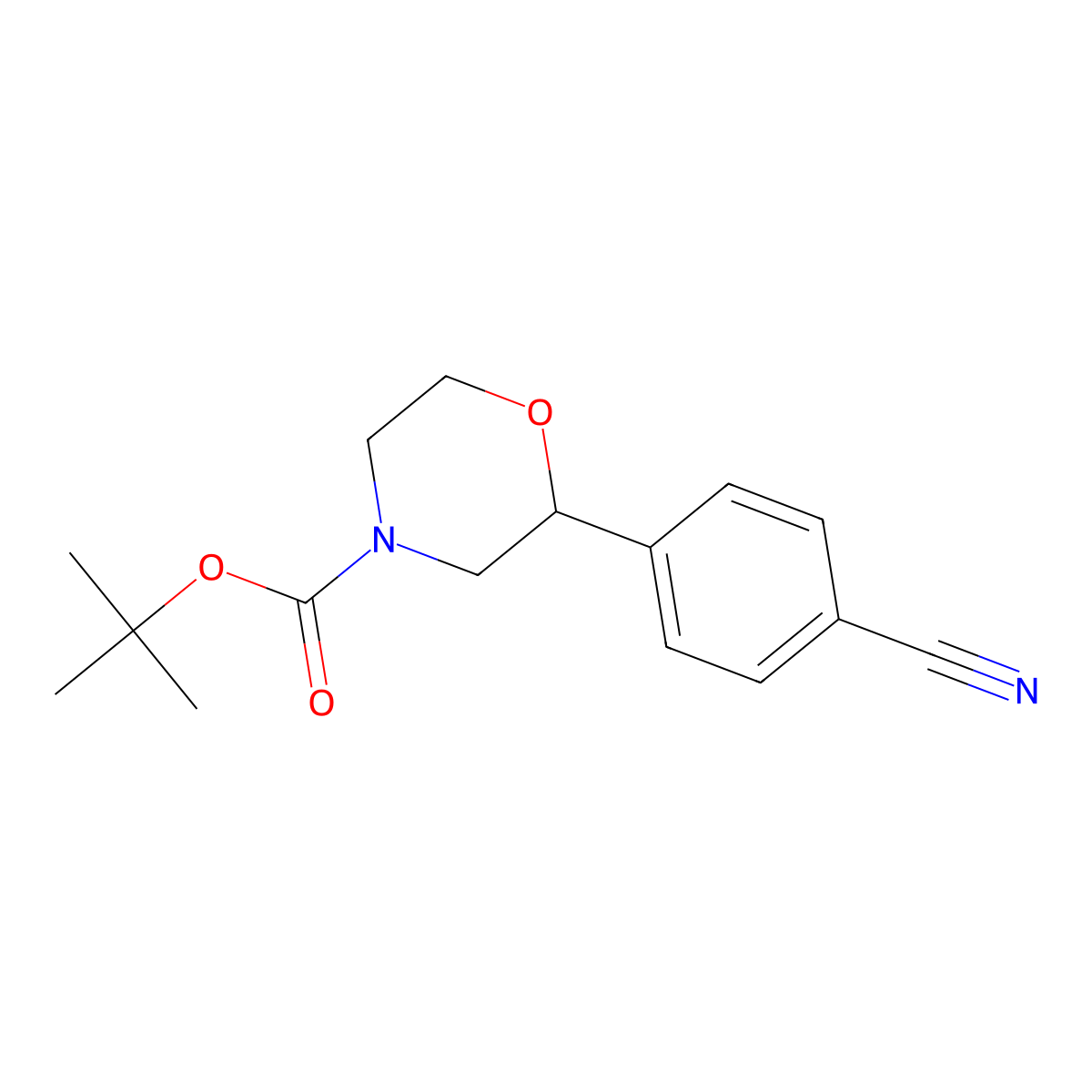 Tert-butyl 2-(4-cyanophenyl)morpholine-4-carboxylate molecular structure, CAS 1824467-84-6