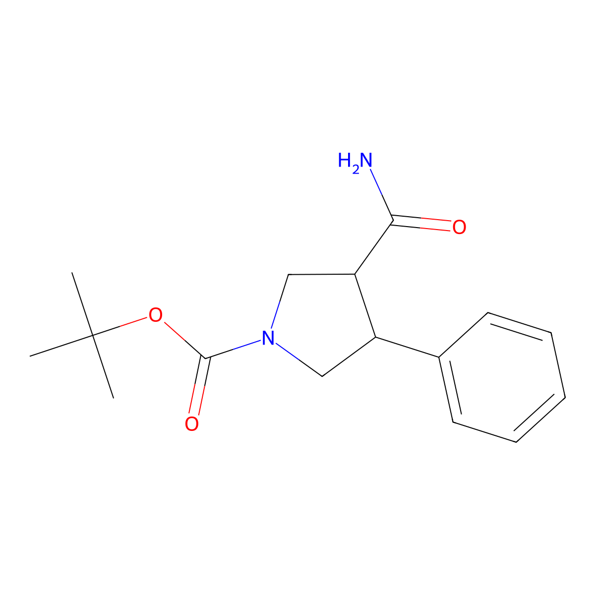 Tert-butyl 3-carbamoyl-4-phenylpyrrolidine-1-carboxylate molecular structure, CAS 1824468-32-7