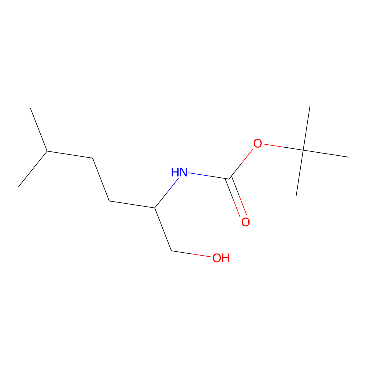 tert-butyl N-(1-hydroxy-5-methylhexan-2-yl)carbamate molecular structure, CAS 1824468-96-3