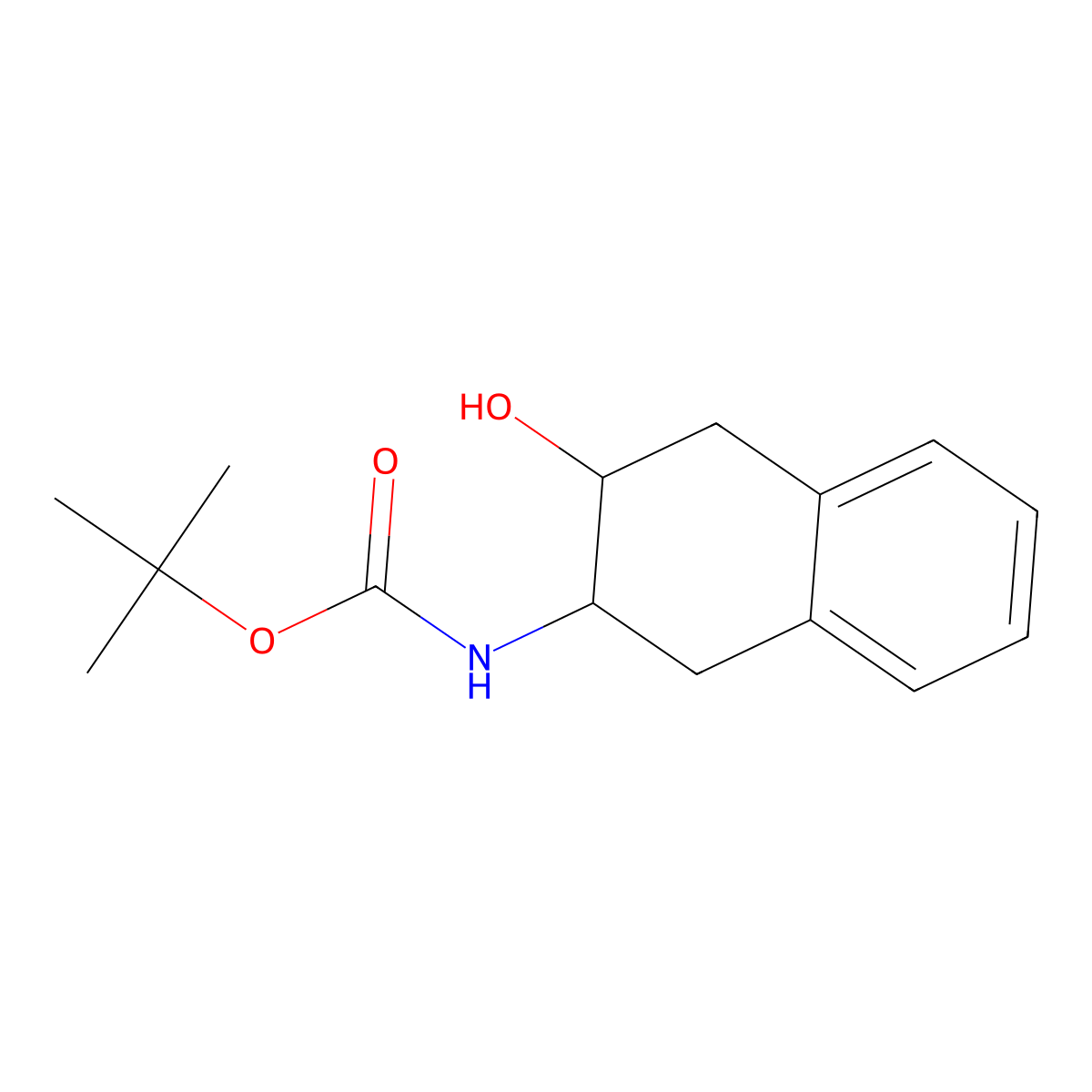 Tert-butyl (3-hydroxy-1,2,3,4-tetrahydronaphthalen-2-yl)carbamate molecular structure, CAS 1824472-48-1