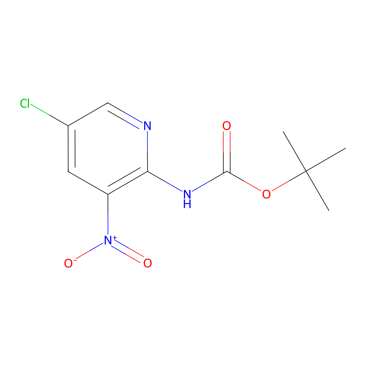 tert-butyl N-(5-chloro-3-nitropyridin-2-yl)carbamate molecular structure, CAS 1824477-72-6