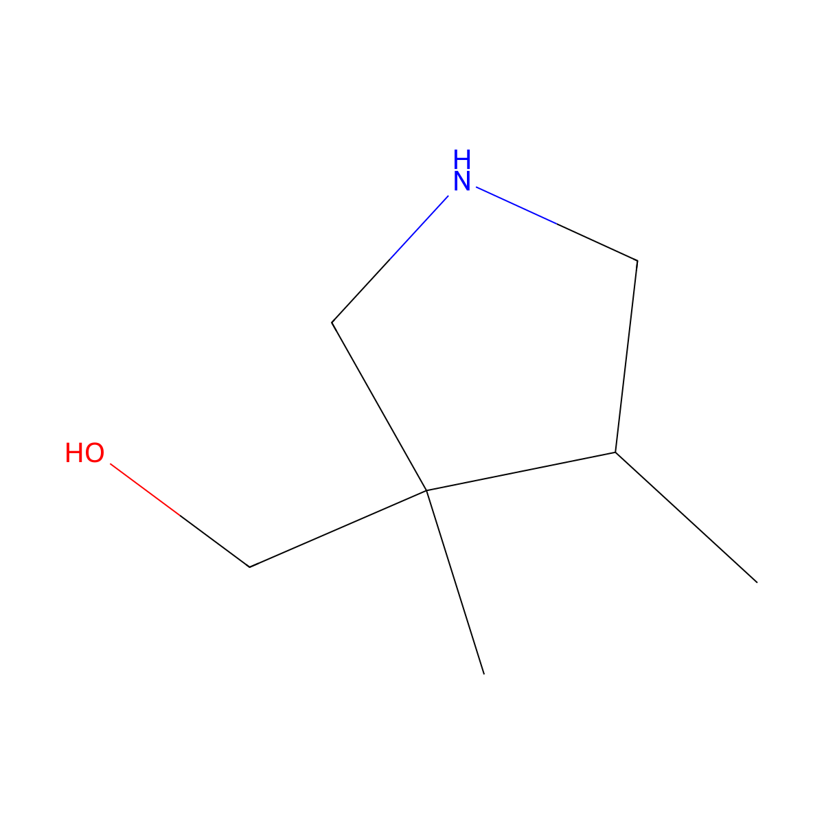 (3,4-Dimethylpyrrolidin-3-yl)methanol molecular structure, CAS 1824484-90-3