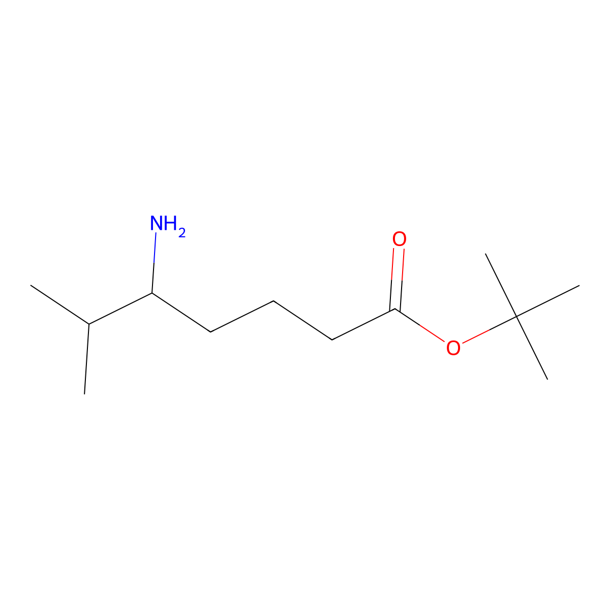Tert-butyl 5-amino-6-methylheptanoate molecular structure, CAS 1824489-53-3