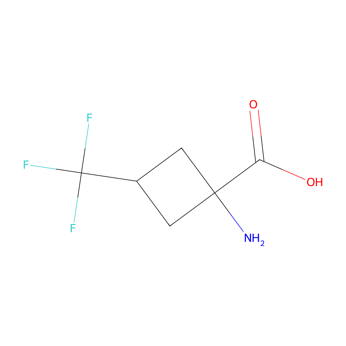 1-Amino-3-(trifluoromethyl)cyclobutane-1-carboxylic acid molecular structure, CAS 1824498-96-5