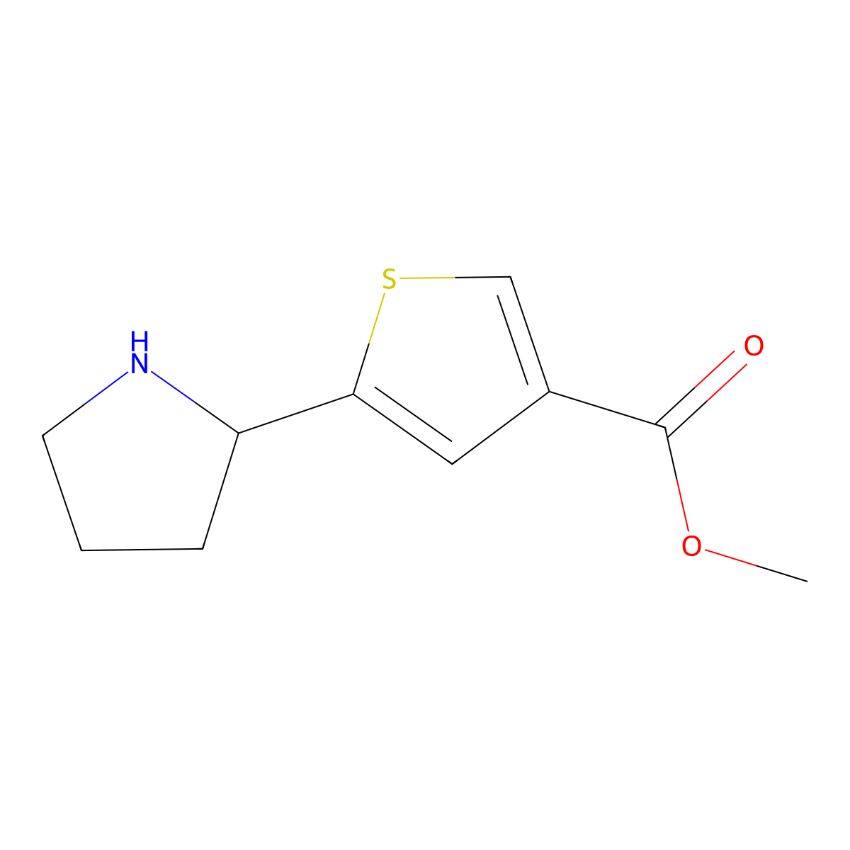 Methyl 5-(pyrrolidin-2-yl)thiophene-3-carboxylate molecular structure, CAS 1824504-79-1