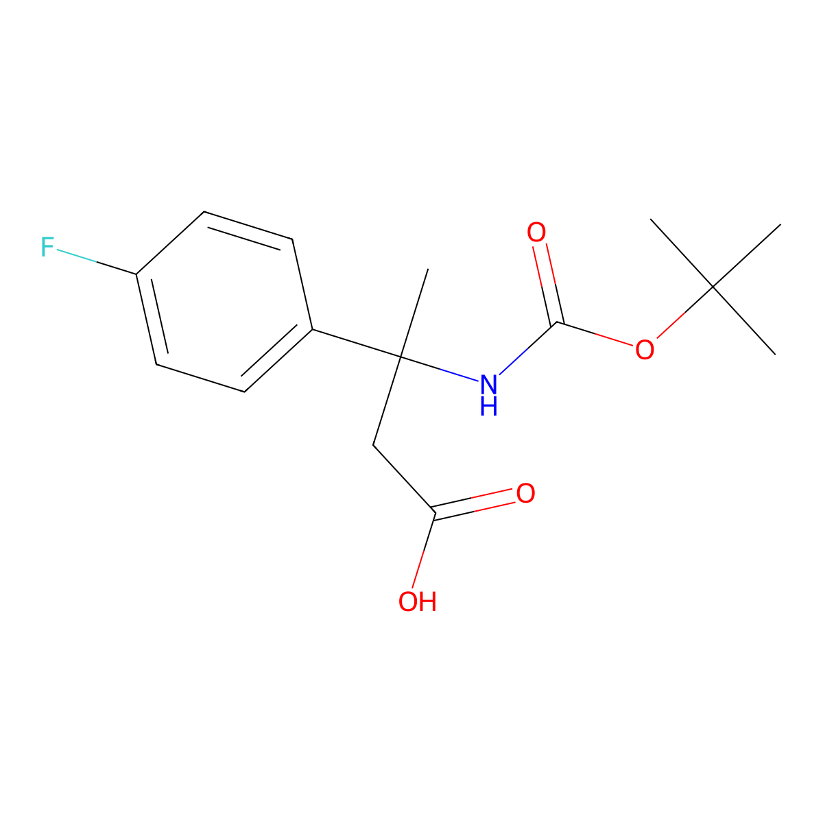 3-{[(Tert-butoxy)carbonyl]amino}-3-(4-fluorophenyl)butanoic acid molecular structure, CAS 1824505-43-2