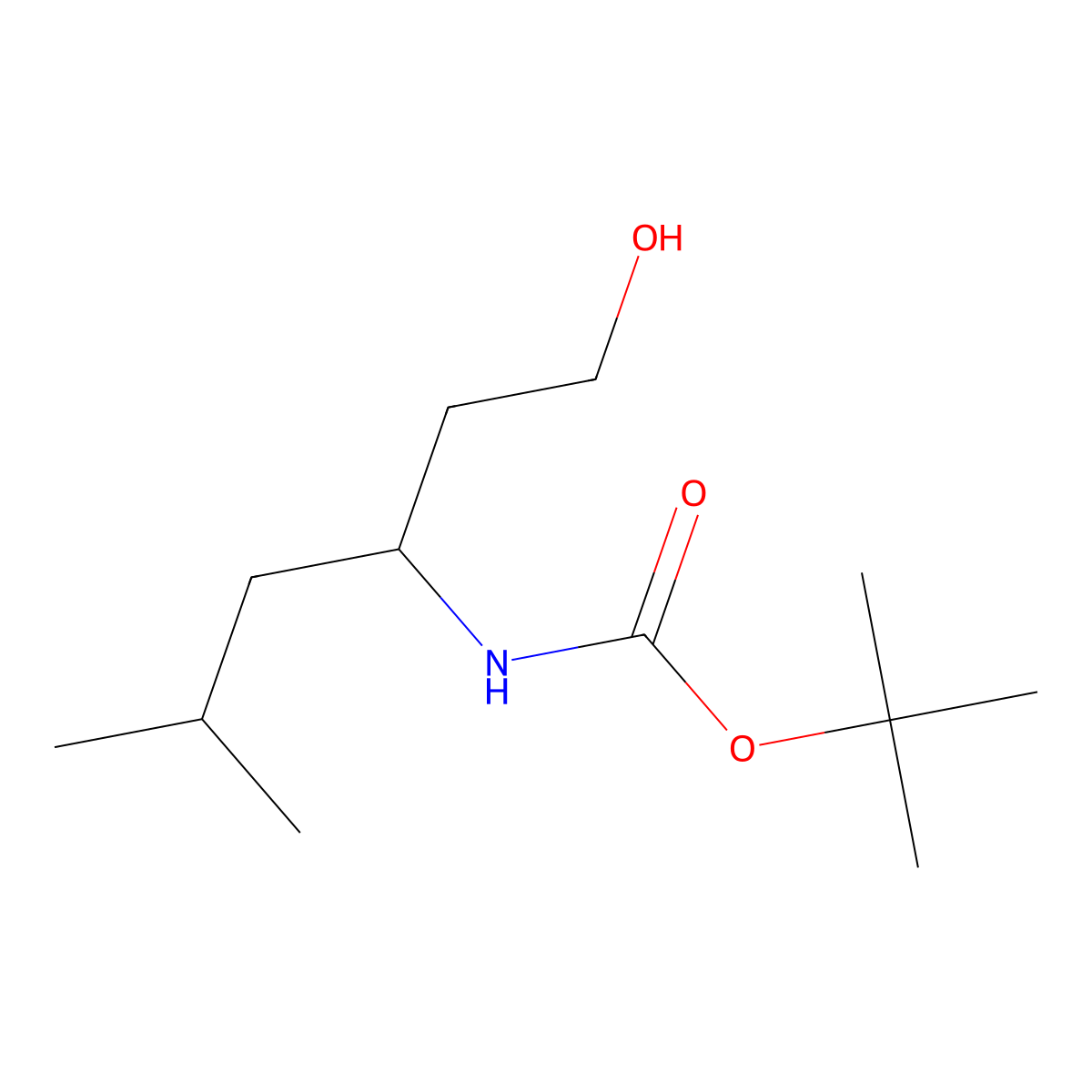tert-butyl N-(1-hydroxy-5-methylhexan-3-yl)carbamate molecular structure, CAS 1824506-38-8