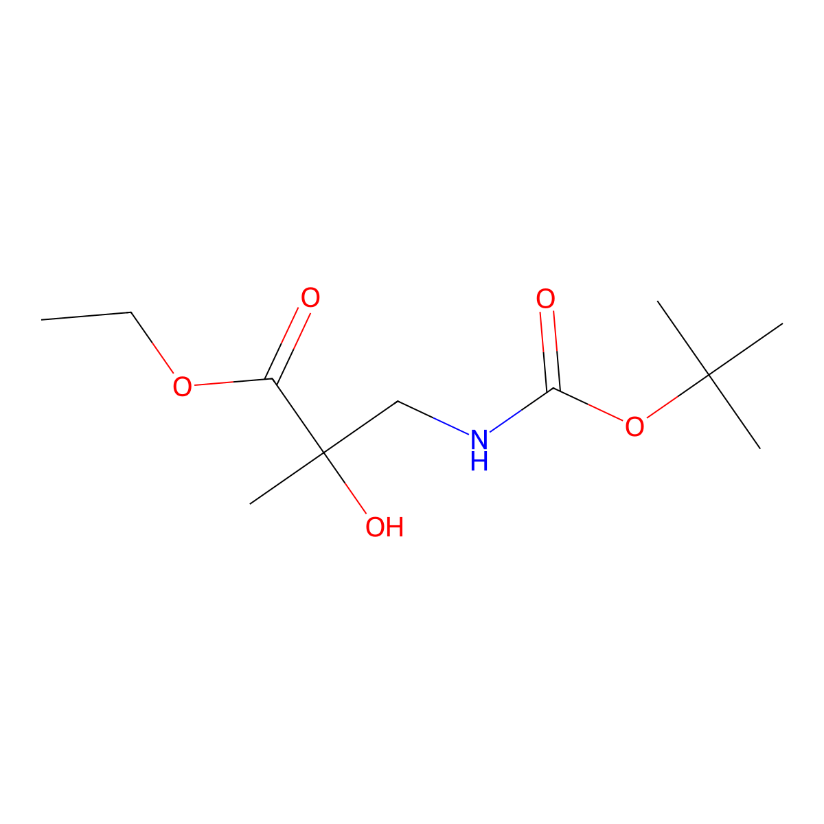 Ethyl 3-{[(tert-butoxy)carbonyl]amino}-2-hydroxy-2-methylpropanoate molecular structure, CAS 1824507-15-4