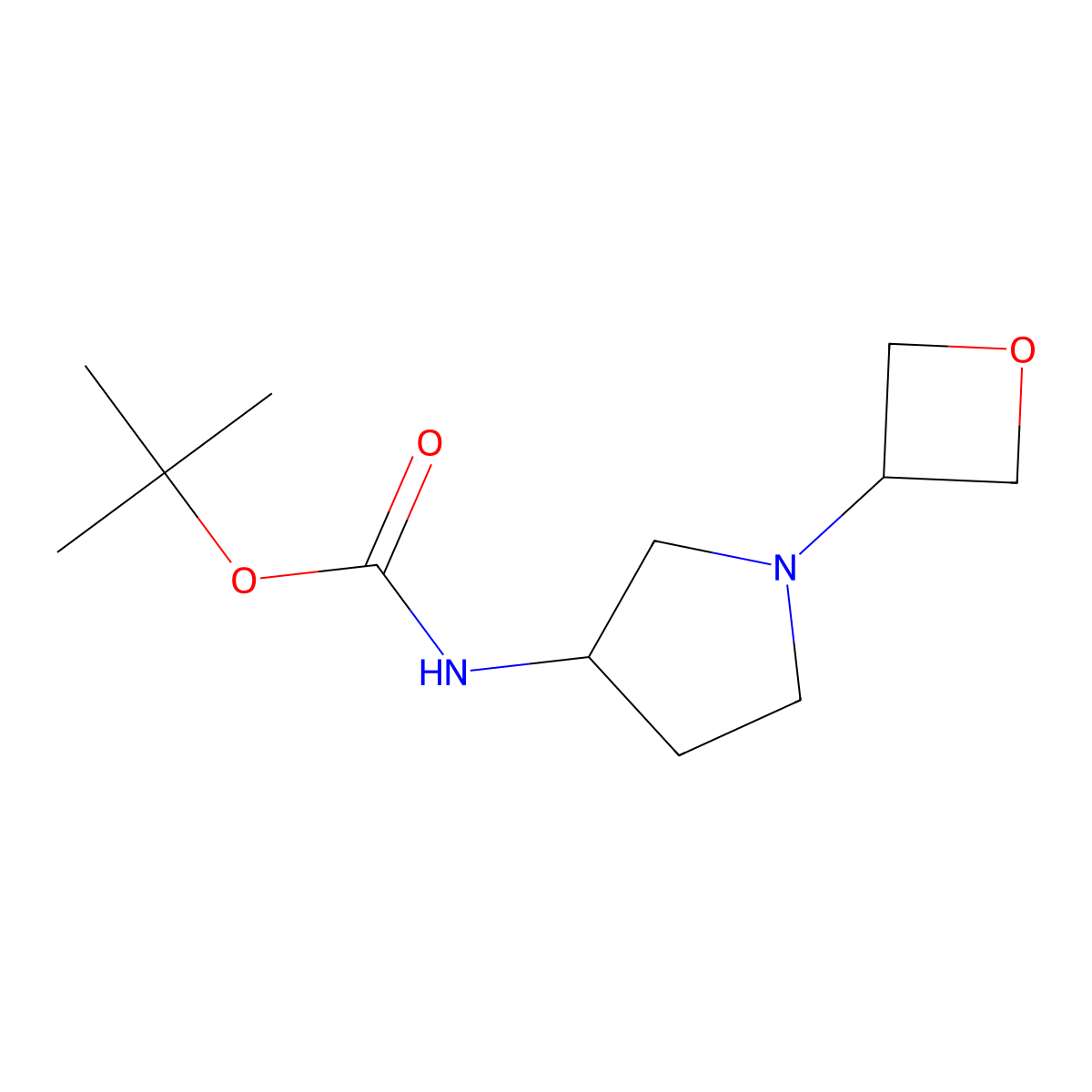 tert-butyl N-[1-(oxetan-3-yl)pyrrolidin-3-yl]carbamate molecular structure, CAS 1824508-91-9