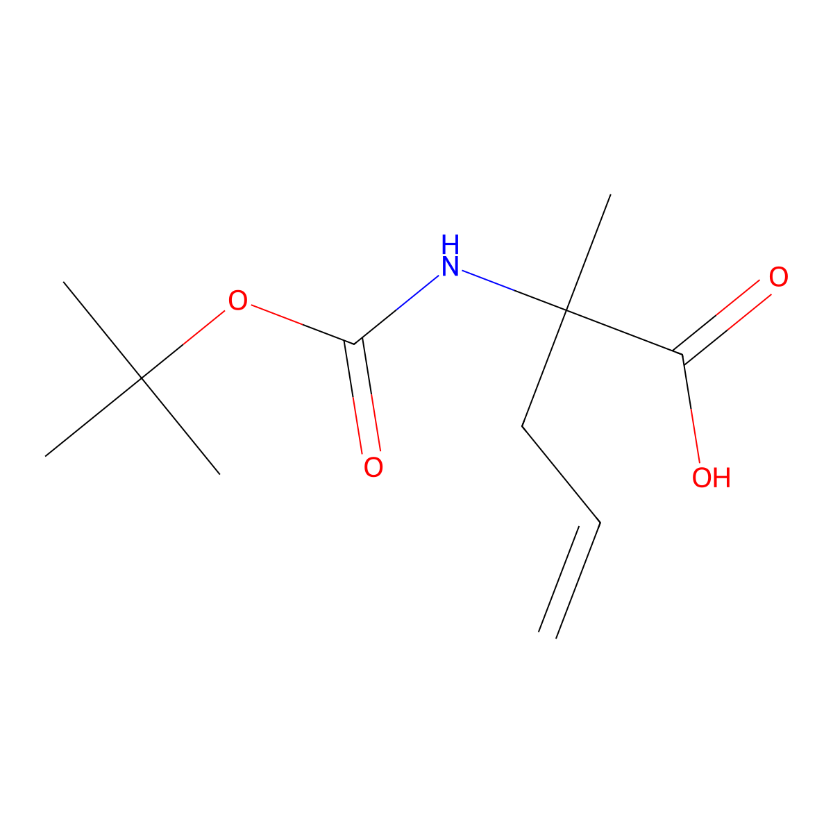 2-((Tert-butoxycarbonyl)amino)-2-methylpent-4-enoic acid molecular structure, CAS 1824512-71-1