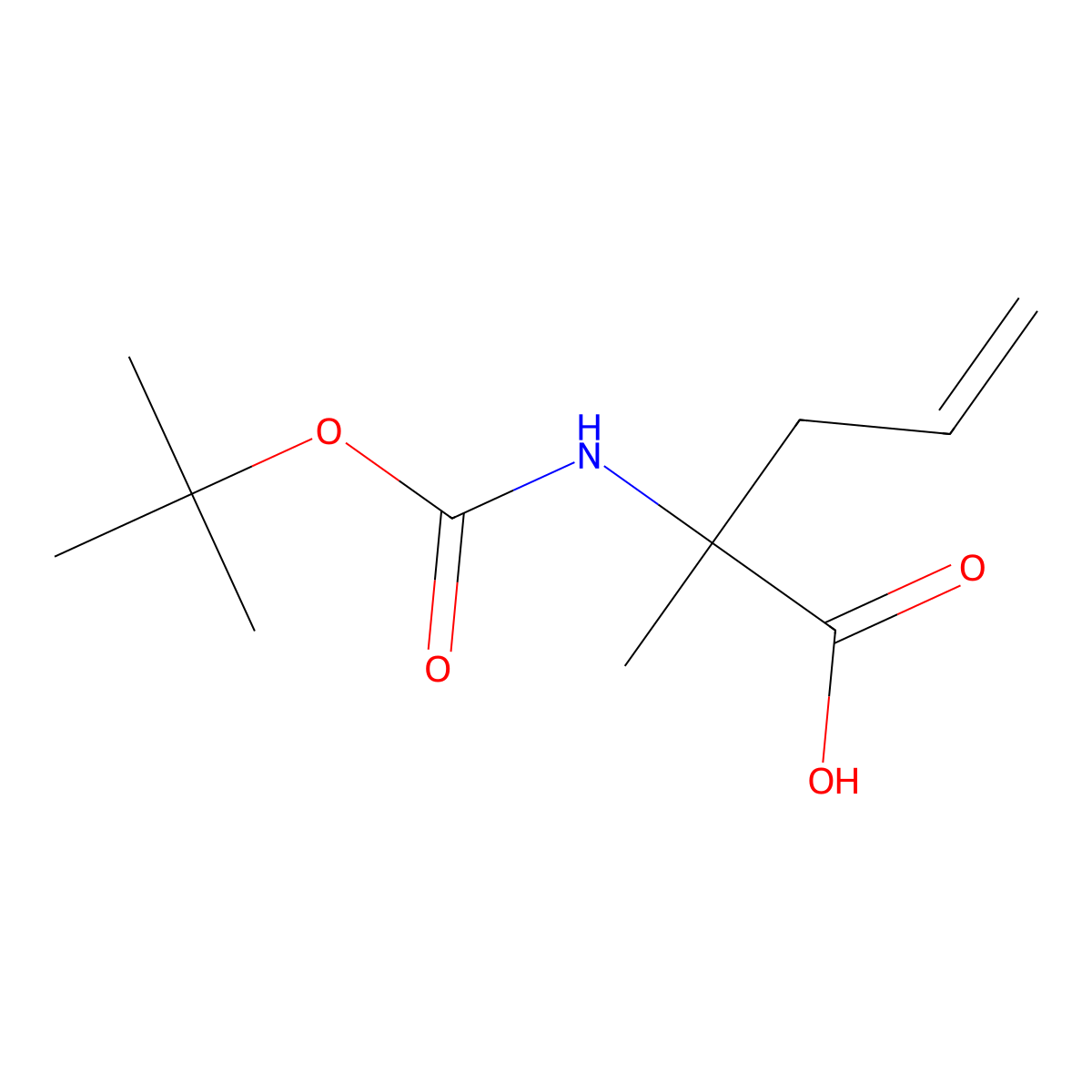 2-((Tert-butoxycarbonyl)amino)-2-methylpent-4-enoic acid molecular structure, CAS 1824512-71-1