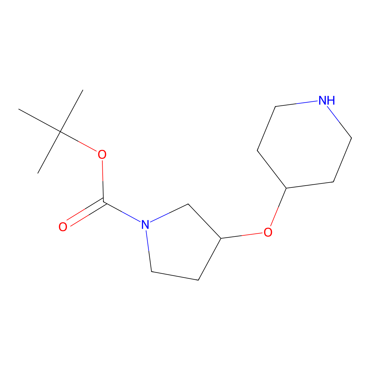 Tert-butyl 3-(piperidin-4-yloxy)pyrrolidine-1-carboxylate molecular structure, CAS 1824513-13-4