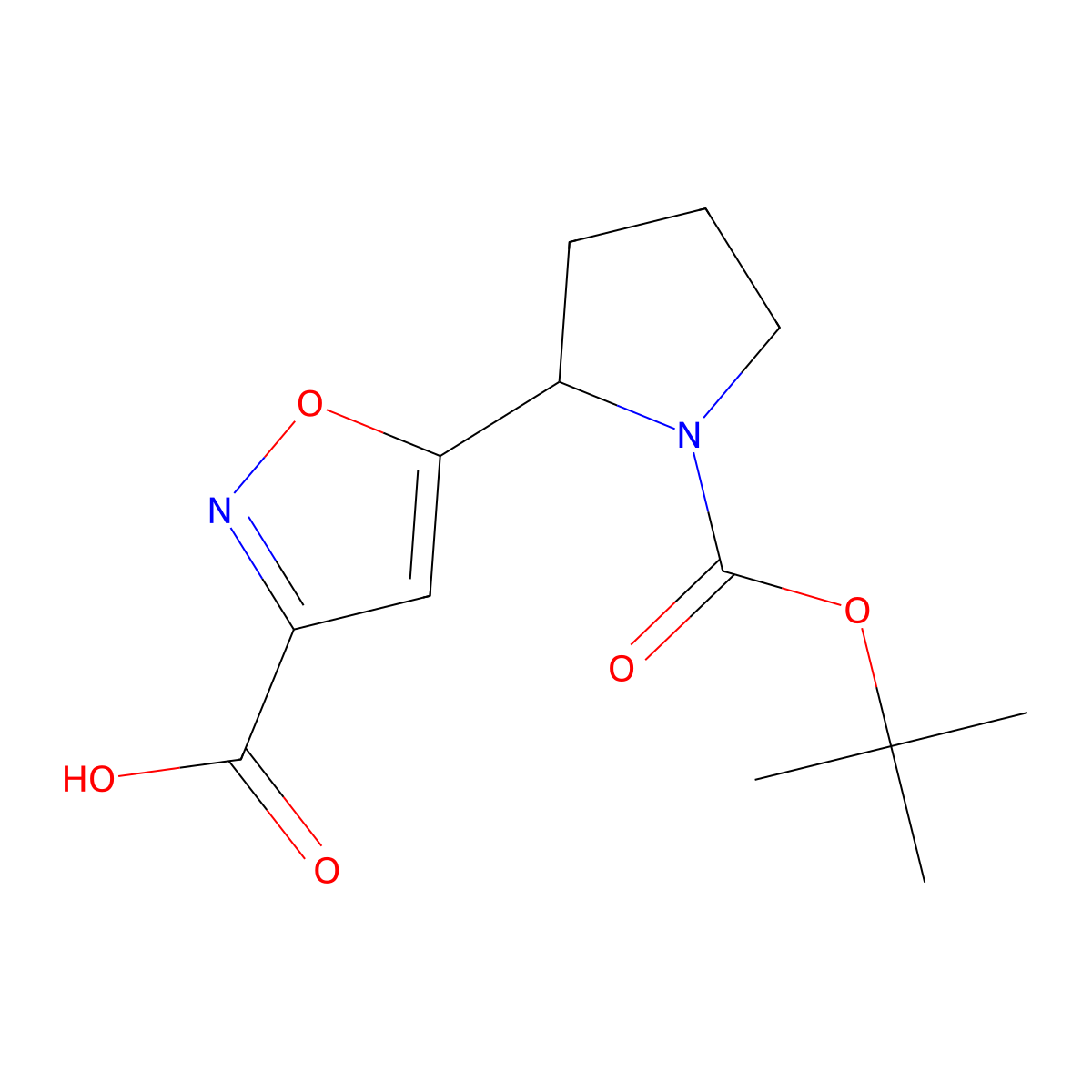 5-{1-[(Tert-butoxy)carbonyl]pyrrolidin-2-yl}-1,2-oxazole-3-carboxylic acid molecular structure, CAS 1824513-70-3