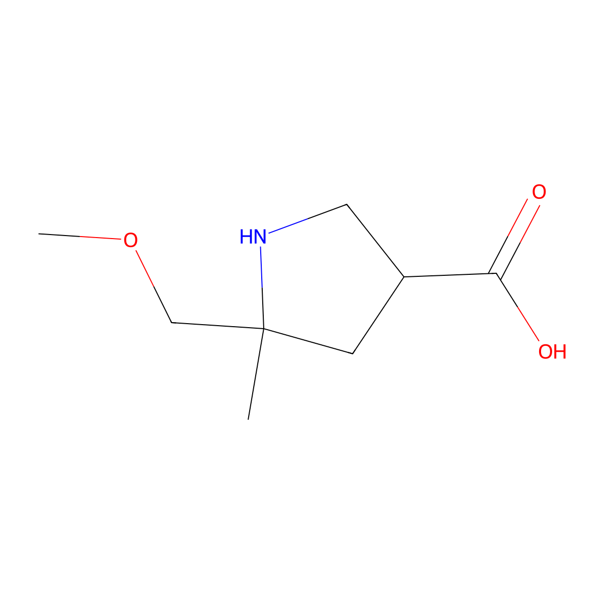 5-(Methoxymethyl)-5-methylpyrrolidine-3-carboxylic acid molecular structure, CAS 1824513-77-0