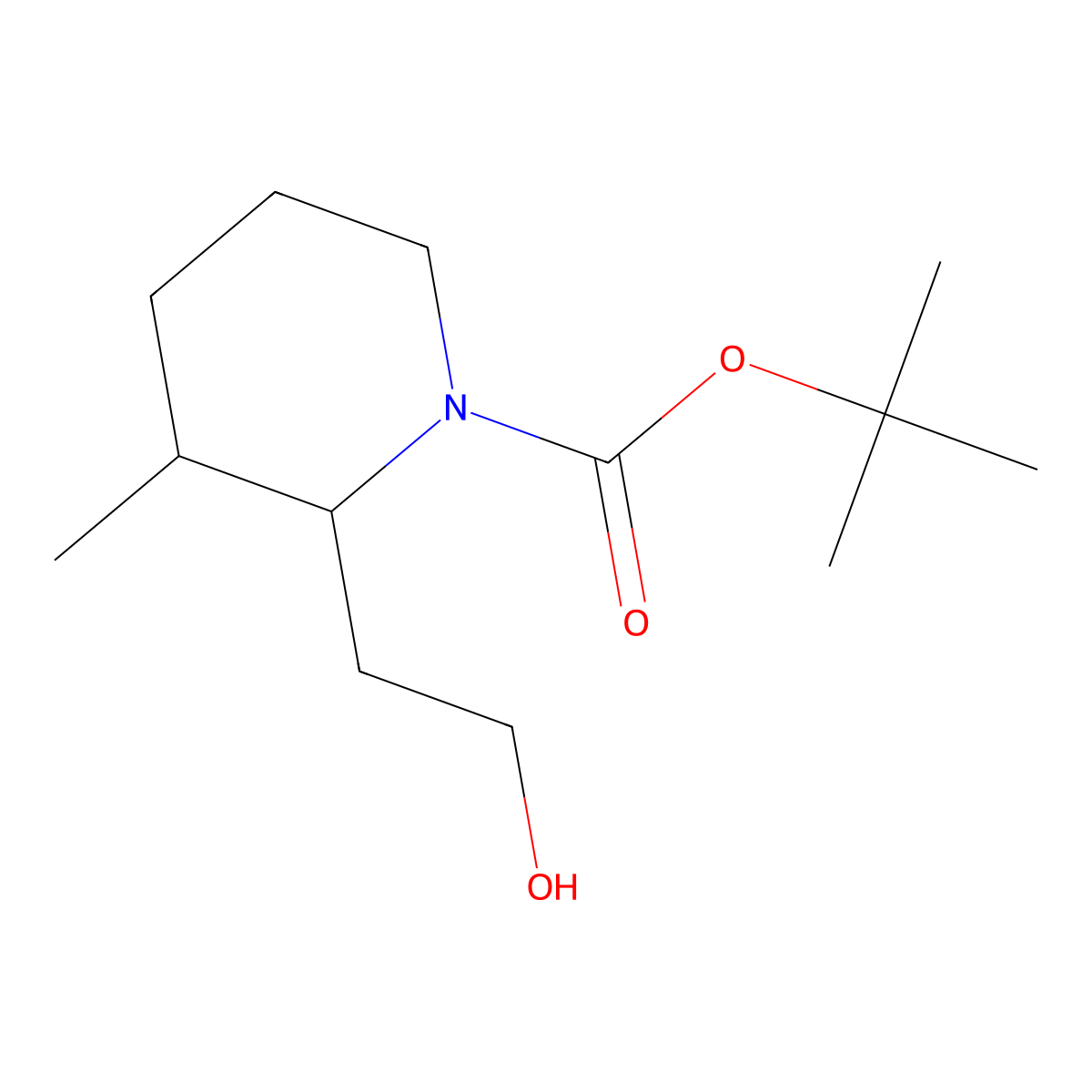 Tert-butyl 2-(2-hydroxyethyl)-3-methylpiperidine-1-carboxylate molecular structure, CAS 1824516-99-5