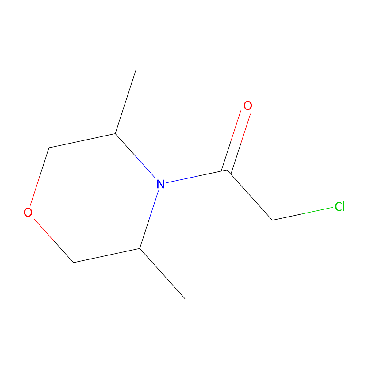 2-Chloro-1-(3,5-dimethylmorpholin-4-yl)ethan-1-one molecular structure, CAS 1824525-15-6