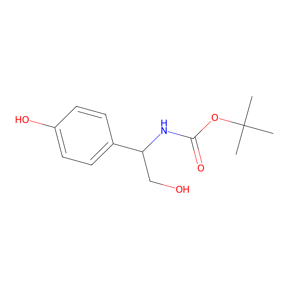 Tert-butyl(2-hydroxy-1-(4-hydroxyphenyl)ethyl)carbamate molecular structure, CAS 1824525-37-2