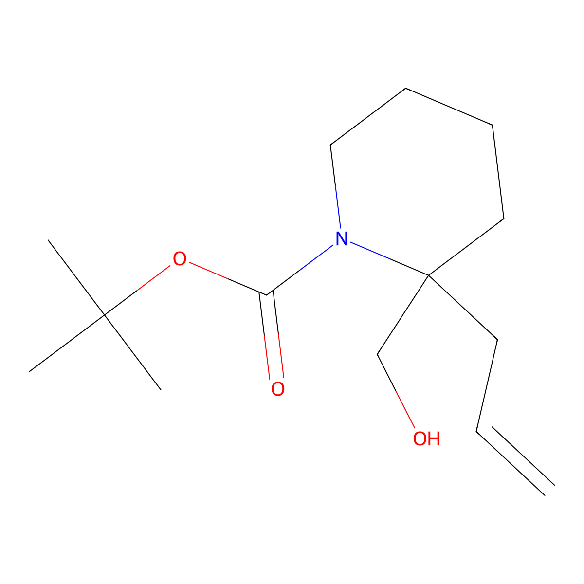 Tert-butyl 2-(hydroxymethyl)-2-(prop-2-en-1-yl)piperidine-1-carboxylate molecular structure, CAS 1824526-35-3
