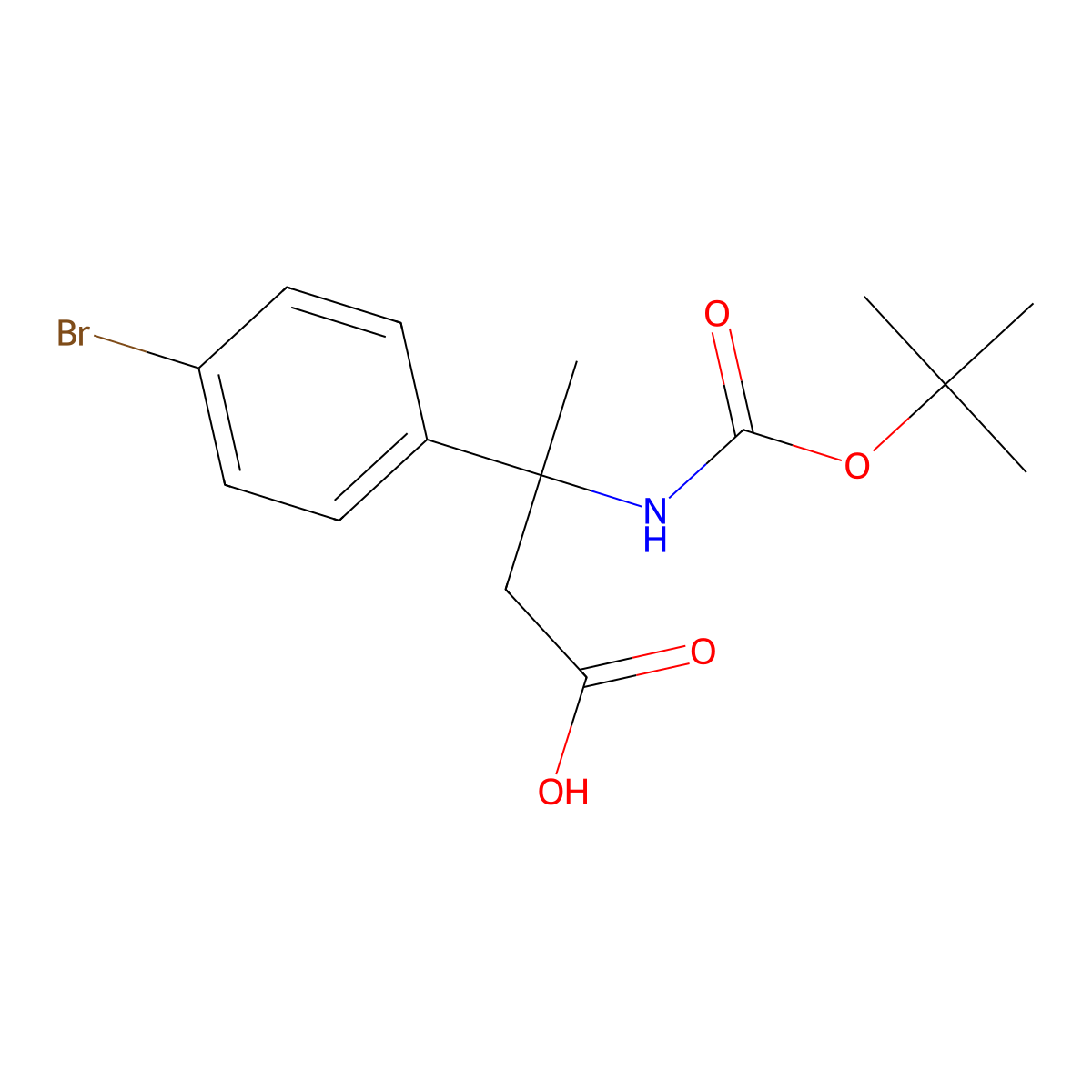 3-(4-Bromophenyl)-3-{[(tert-butoxy)carbonyl]amino}butanoic acid molecular structure, CAS 1824532-30-0