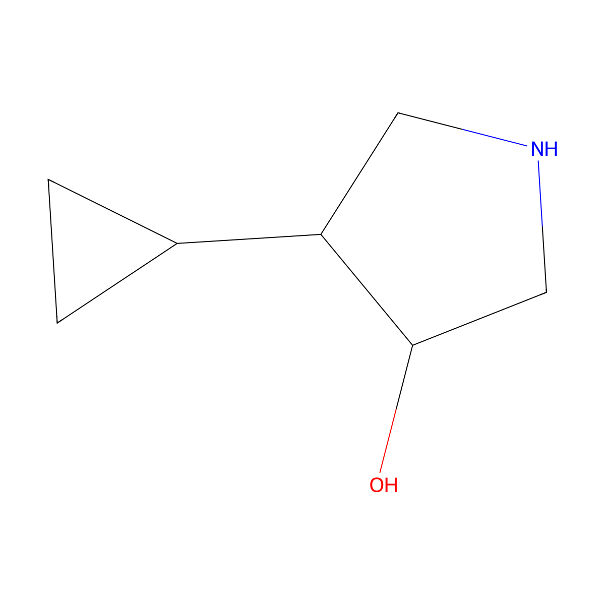 4-Cyclopropylpyrrolidin-3-OL molecular structure, CAS 1824538-56-8