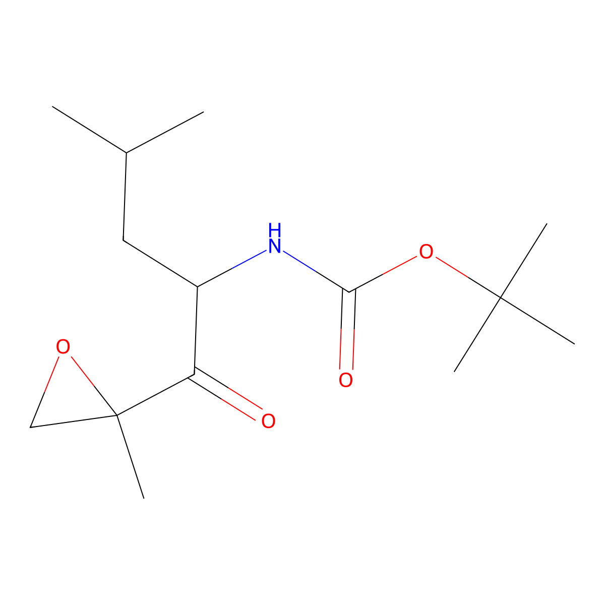 tert-butyl (S)-4-methyl-1-((R)-2-methyloxiran-2-yl)-1-oxopentan-2-ylcarbamate molecular structure, CAS 1824541-74-3