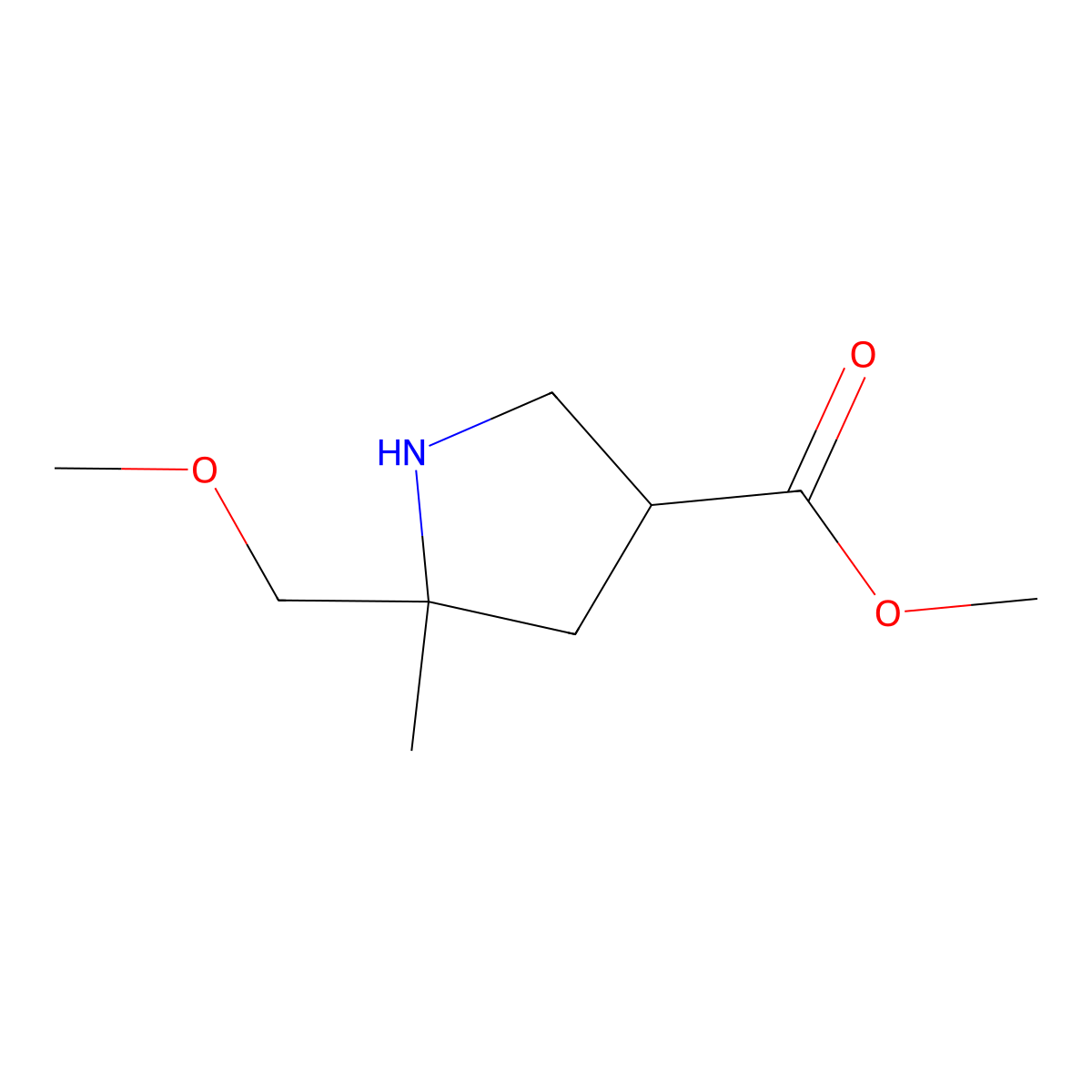 Methyl 5-(methoxymethyl)-5-methylpyrrolidine-3-carboxylate molecular structure, CAS 1824545-59-6