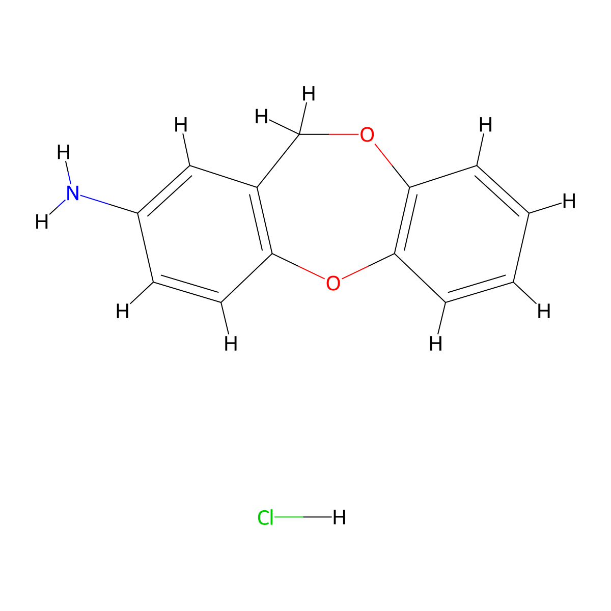 11H-dibenzo[b,e][1,4]dioxepin-2-amine hydrochloride molecular structure, CAS 1824548-00-6