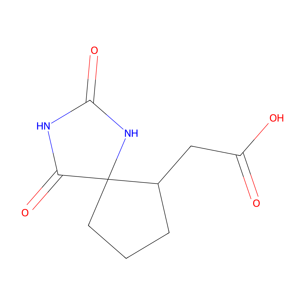 2-{2,4-Dioxo-1,3-diazaspiro[4.4]nonan-6-yl}acetic acid molecular structure, CAS 1824552-56-8