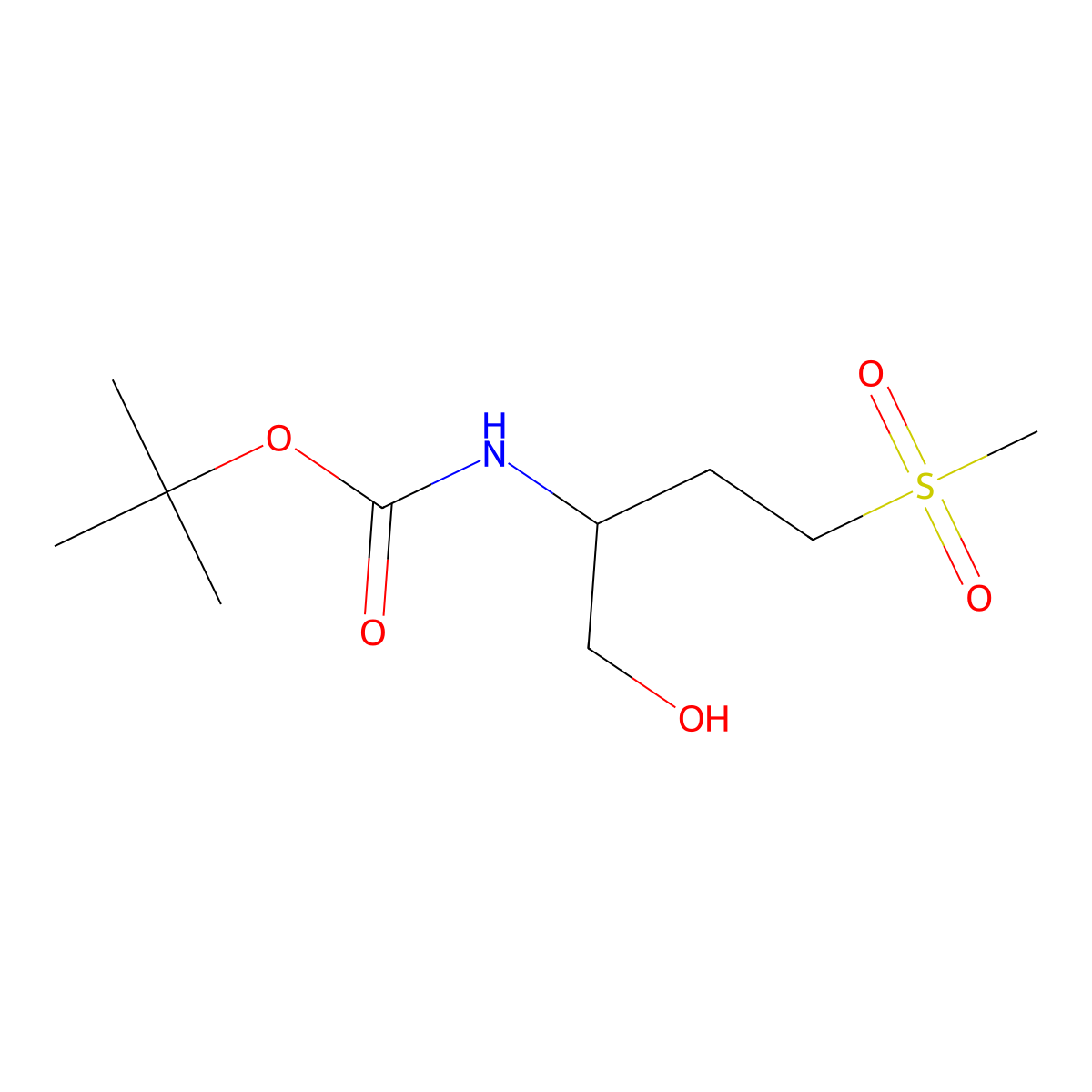 tert-butyl N-(1-hydroxy-4-methanesulfonylbutan-2-yl)carbamate molecular structure, CAS 1824555-47-6