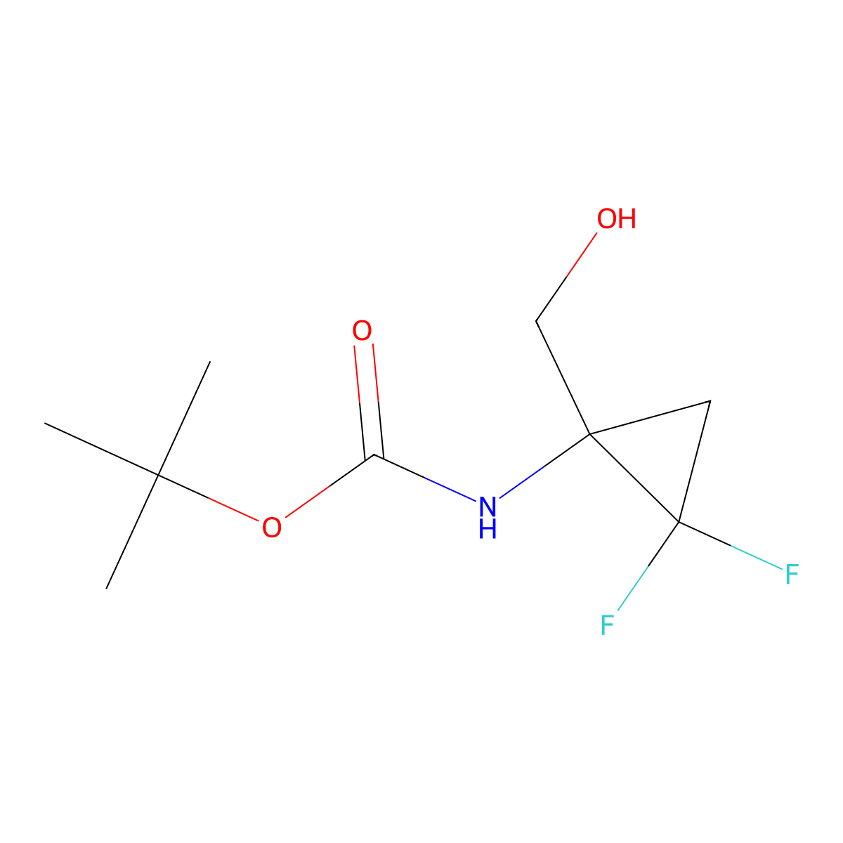 tert-butyl N-(2,2-difluoro-1-(hydroxymethyl)cyclopropyl)carbamate molecular structure, CAS 1824556-17-3