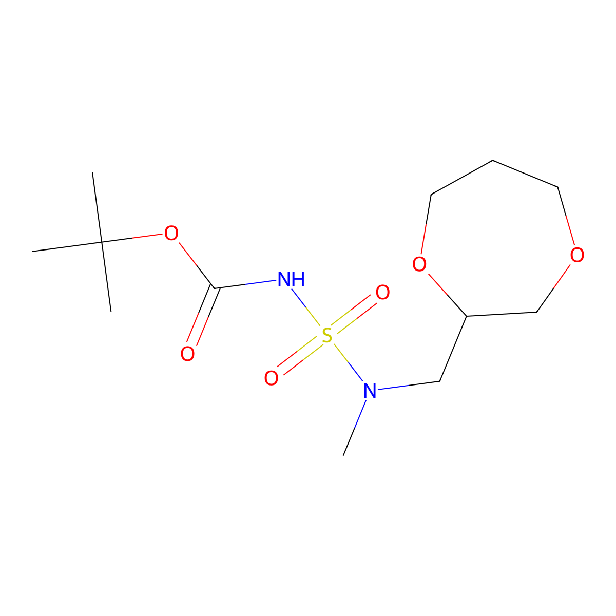 tert-butyl N-{[(1,4-dioxepan-2-yl)methyl](methyl)sulfamoyl}carbamate molecular structure, CAS 1824556-49-1