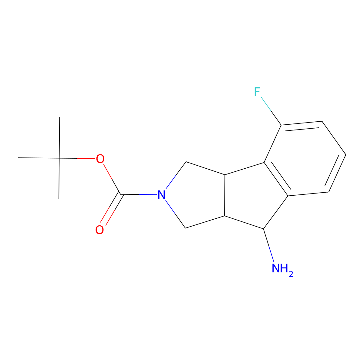 tert-butyl 8-amino-4-fluoro-3,3a,8,8a-tetrahydroindeno[1,2-c]pyrrole-2(1H)-carboxylate molecular structure, CAS 1824557-05-2