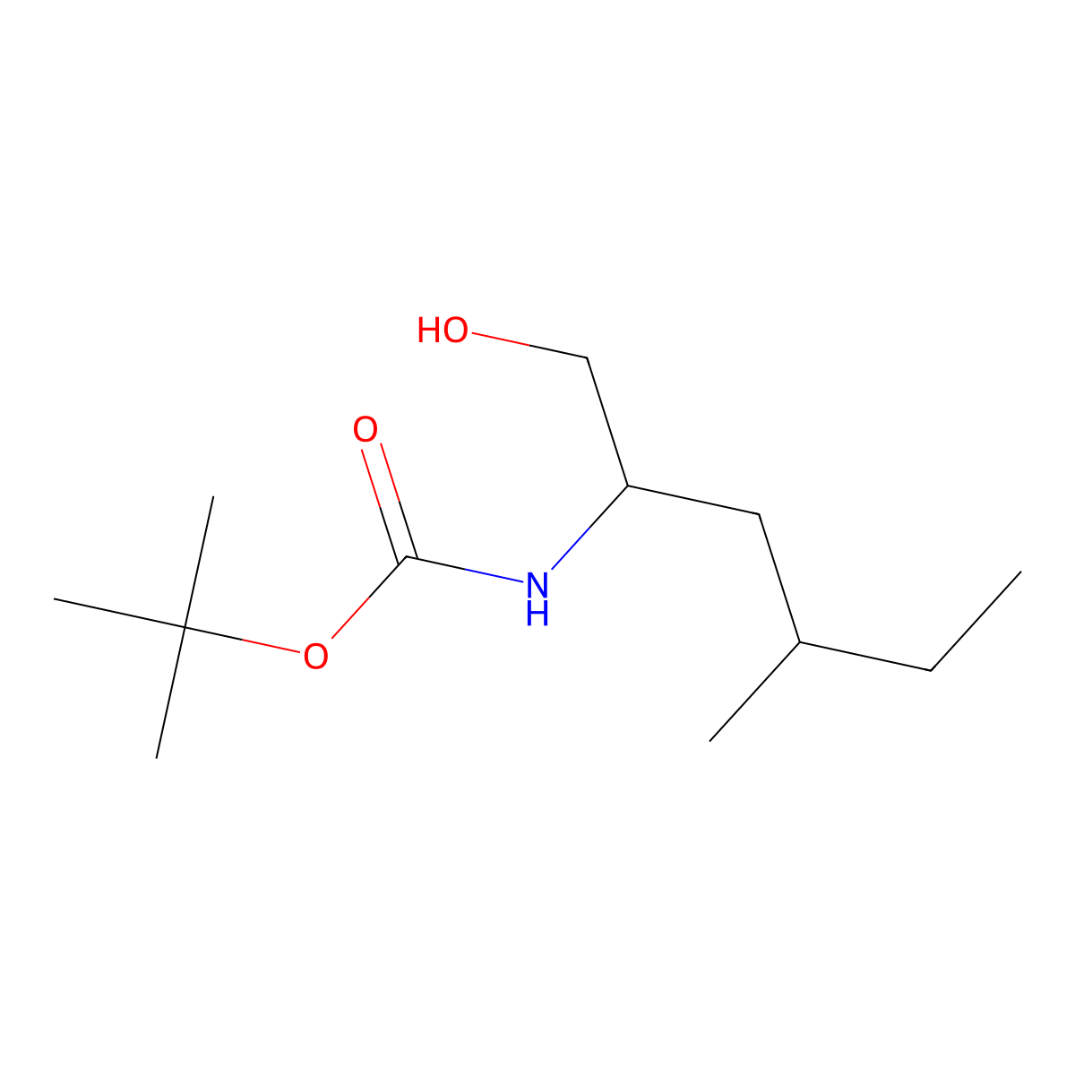 tert-butyl N-(1-hydroxy-4-methylhexan-2-yl)carbamate molecular structure, CAS 1824558-39-5