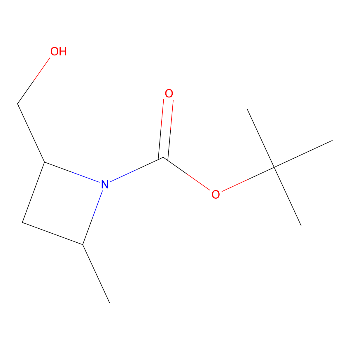 Tert-butyl 2-(hydroxymethyl)-4-methylazetidine-1-carboxylate molecular structure, CAS 1824560-48-6