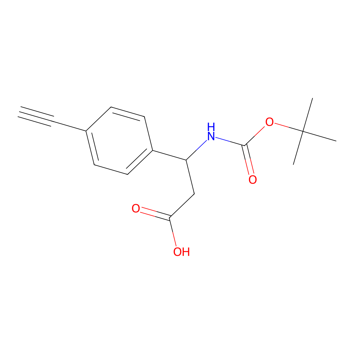 3-{[(Tert-butoxy)carbonyl]amino}-3-(4-ethynylphenyl)propanoic acid molecular structure, CAS 1824560-59-9