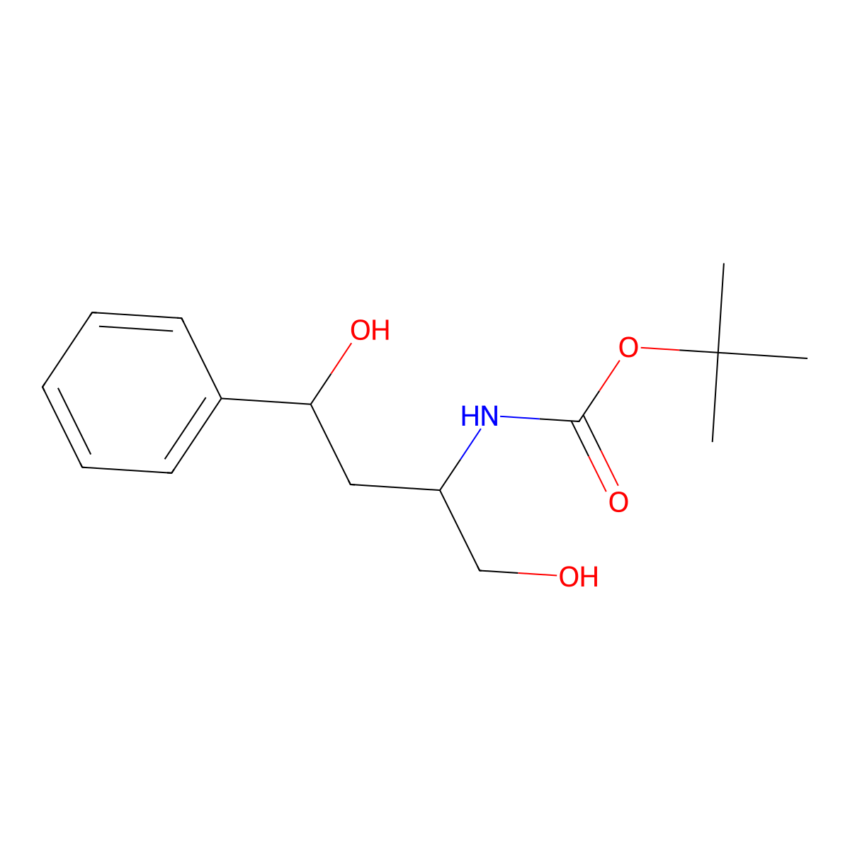 tert-butyl N-(1,4-dihydroxy-4-phenylbutan-2-yl)carbamate molecular structure, CAS 1824560-69-1