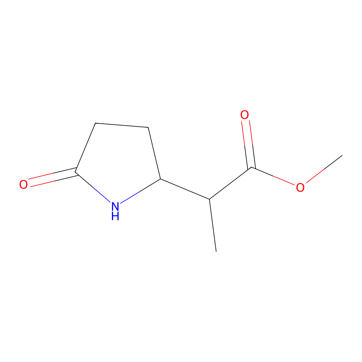 Methyl 2-(5-oxopyrrolidin-2-yl)propanoate molecular structure, CAS 1824564-91-1