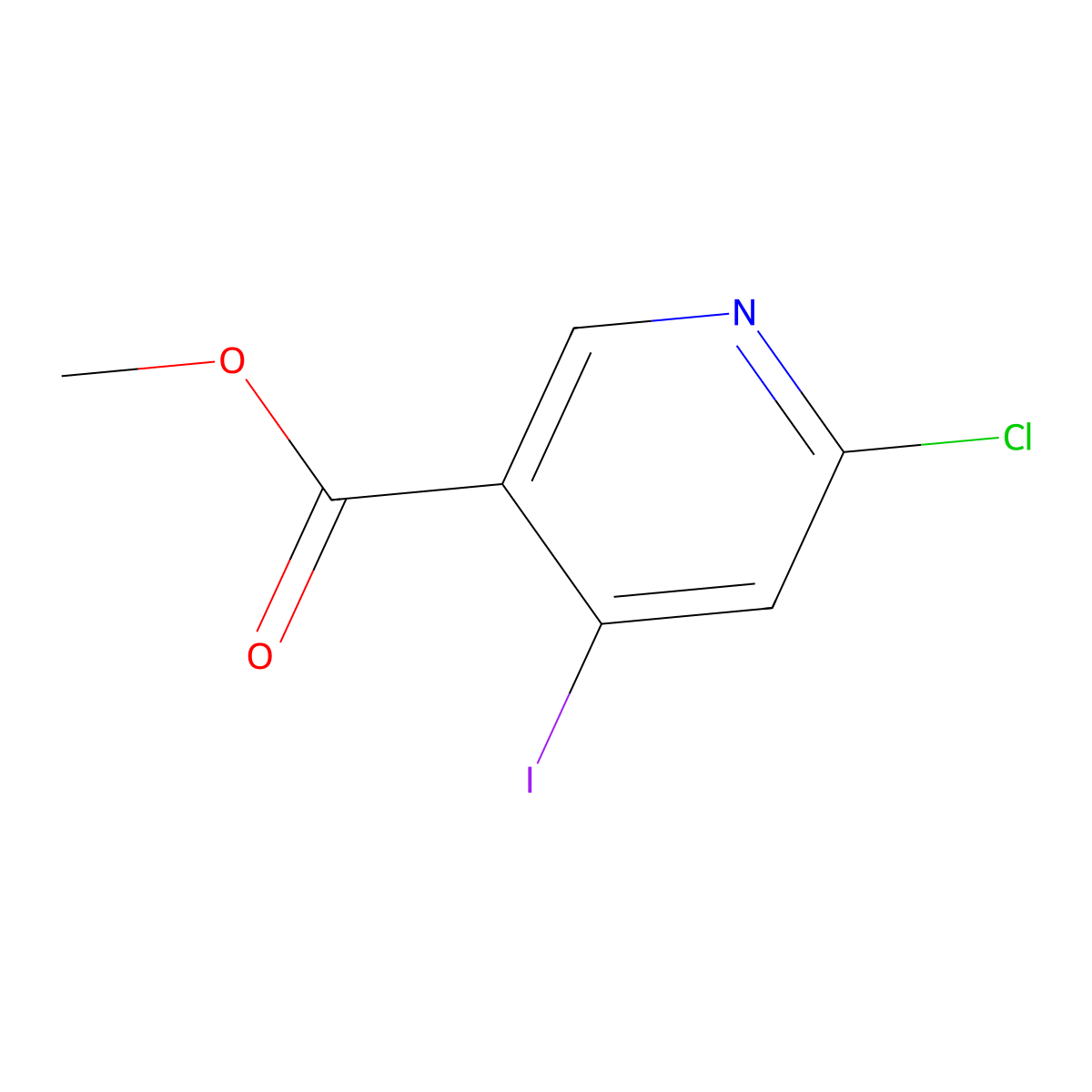 Methyl 6-chloro-4-iodonicotinate molecular structure, CAS 1824572-65-7